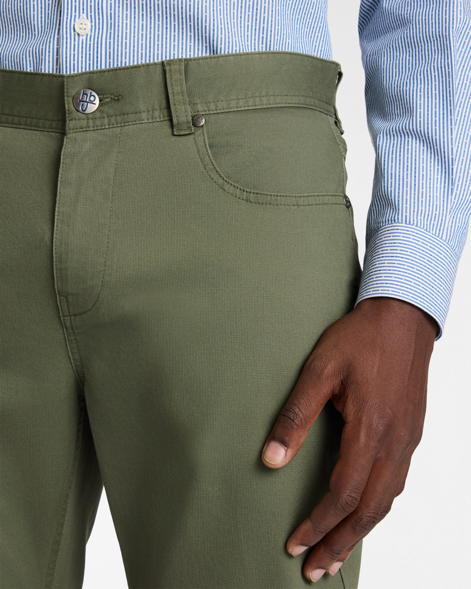 Pantaloni Cinque Tasche Narrow Fit, Verde Oliva, large image number 2