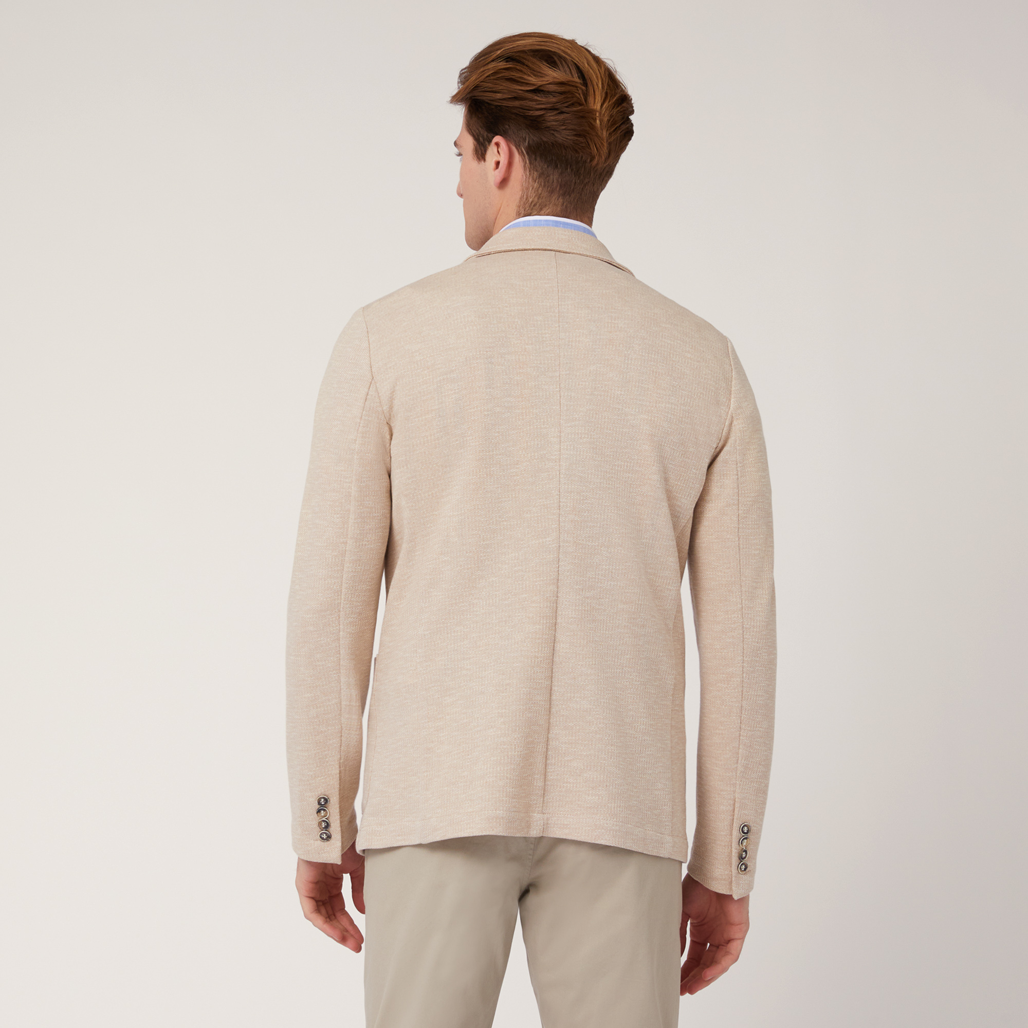 Giacca In Jersey Misto Cotone, Beige, large image number 1