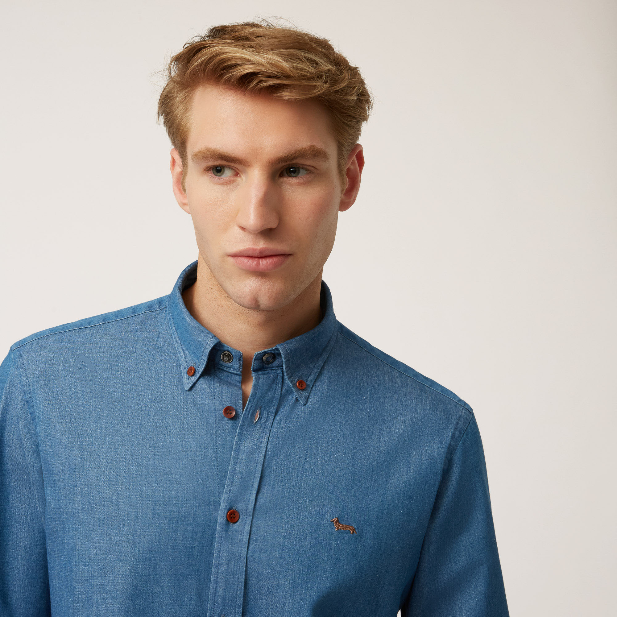 Camicia In Cotone Stretch, Blu Navy, large image number 2