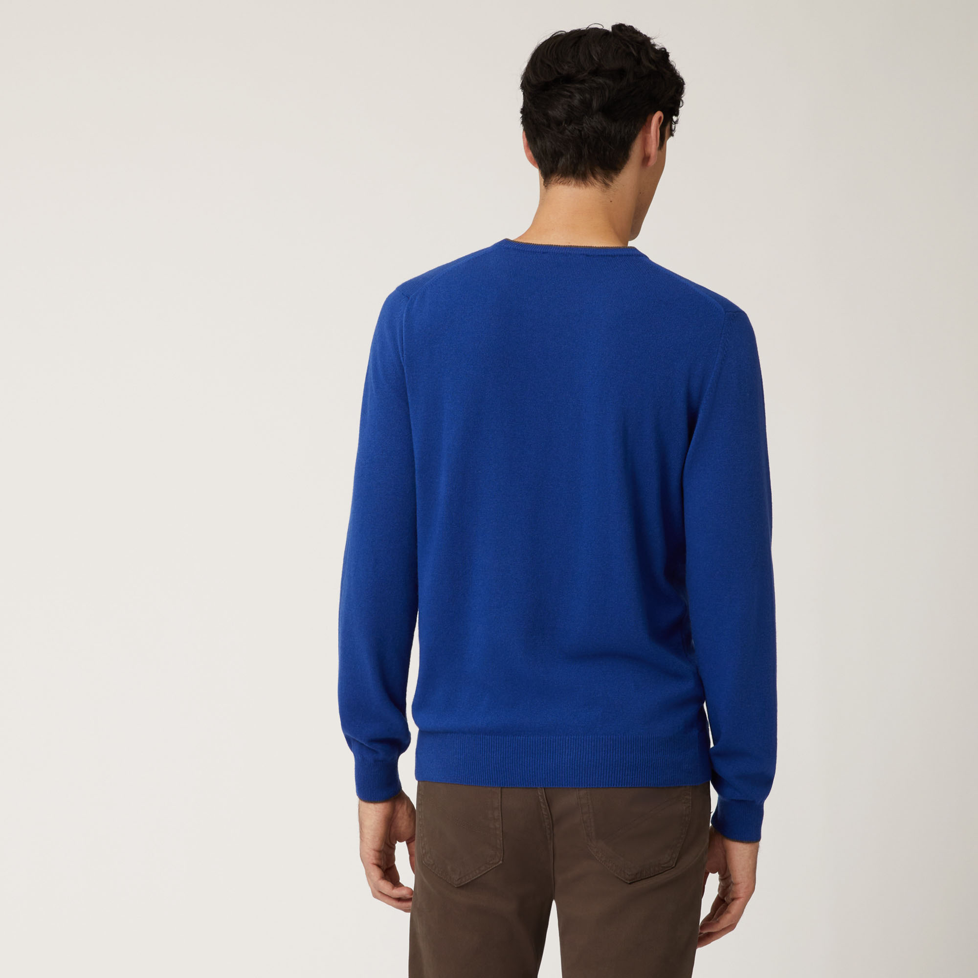 Pullover Girocollo In Lana E Viscosa, Blu Chiaro, large image number 1