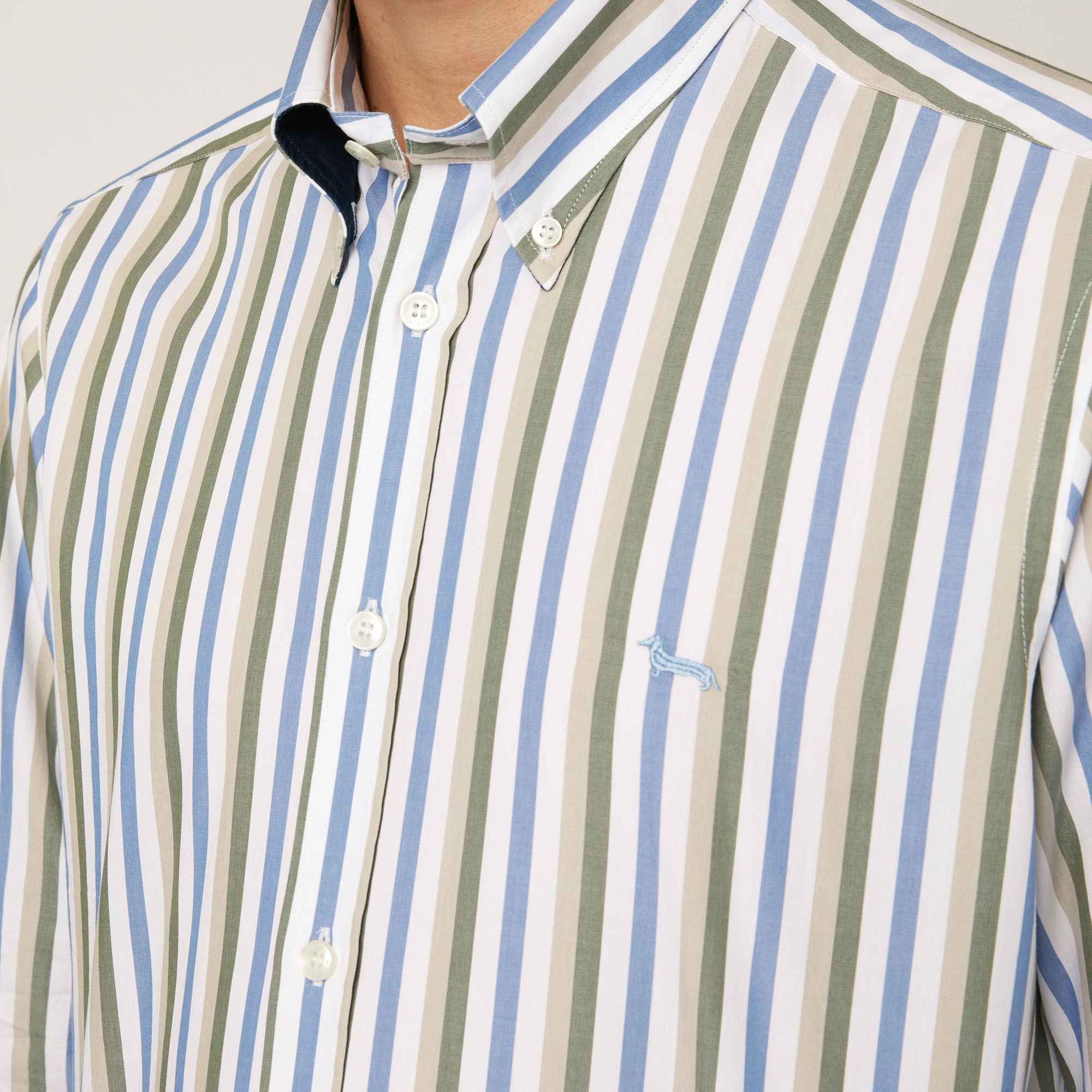 Cotton Shirt with Vertical Stripes, Green, large image number 2