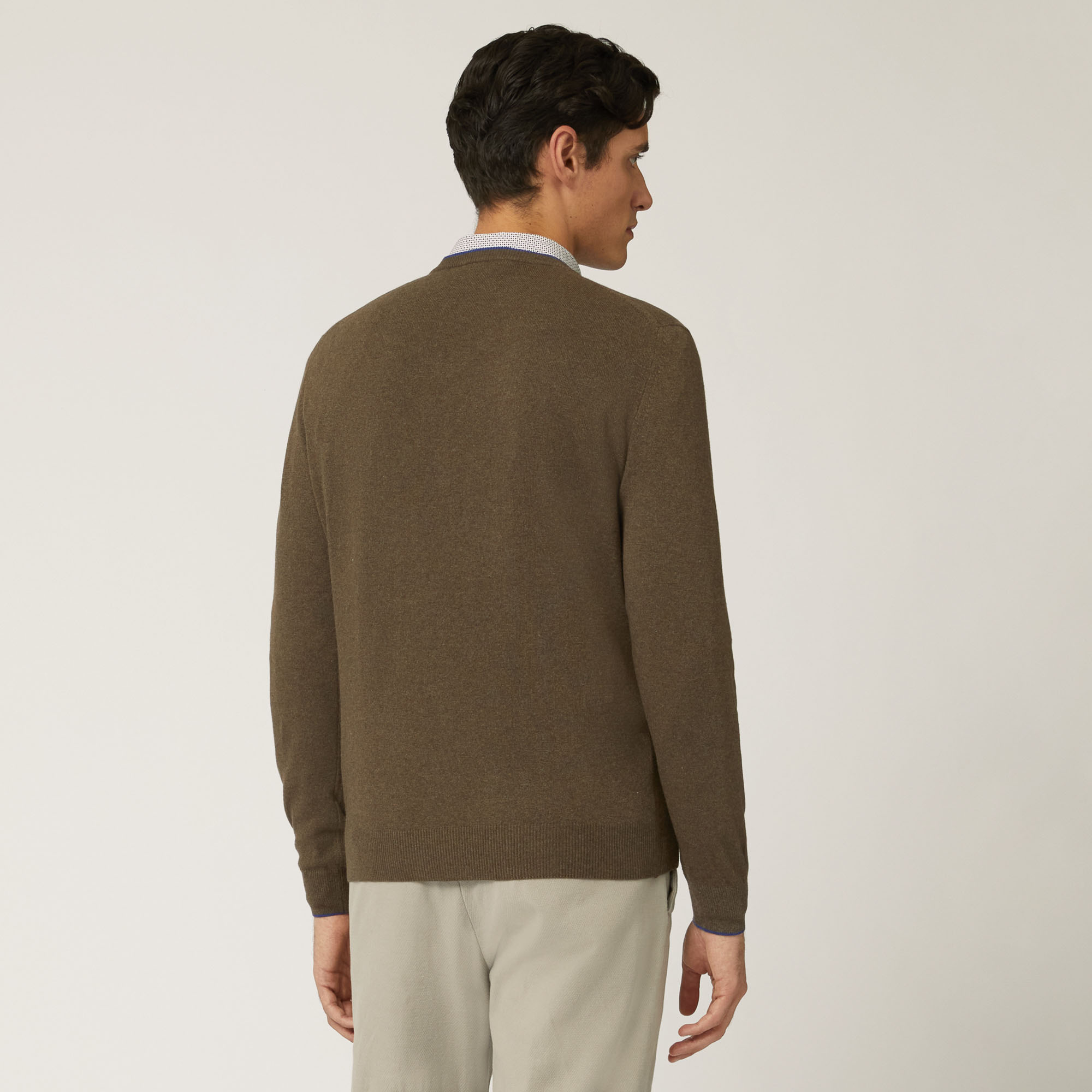 Wool And Viscose V-Neck Pullover, Brown, large image number 1