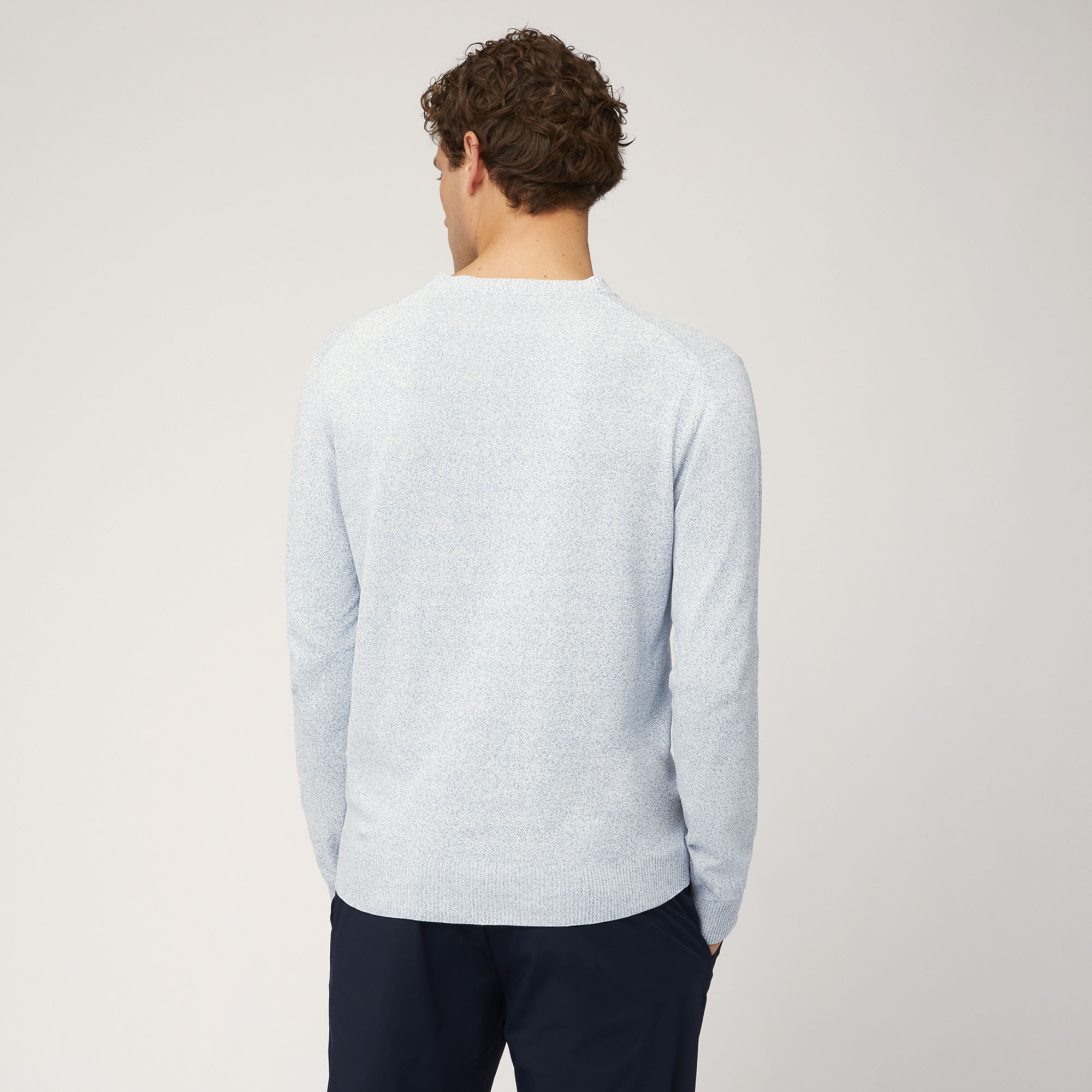 Crew Neck Pullover in Technical Yarn, Blue, large image number 1