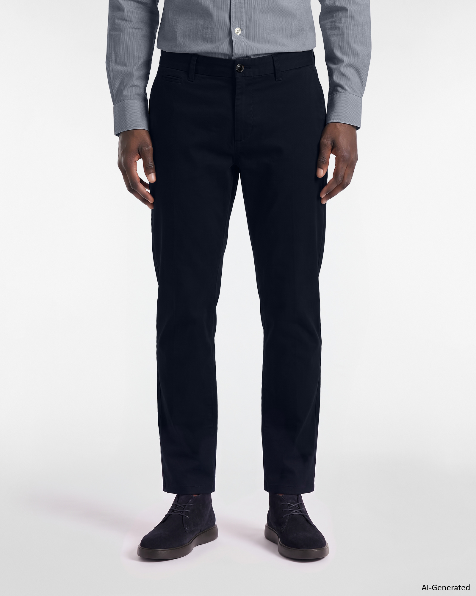 Pantalone Chino Uomo in cotone stretch blu Slim Fit