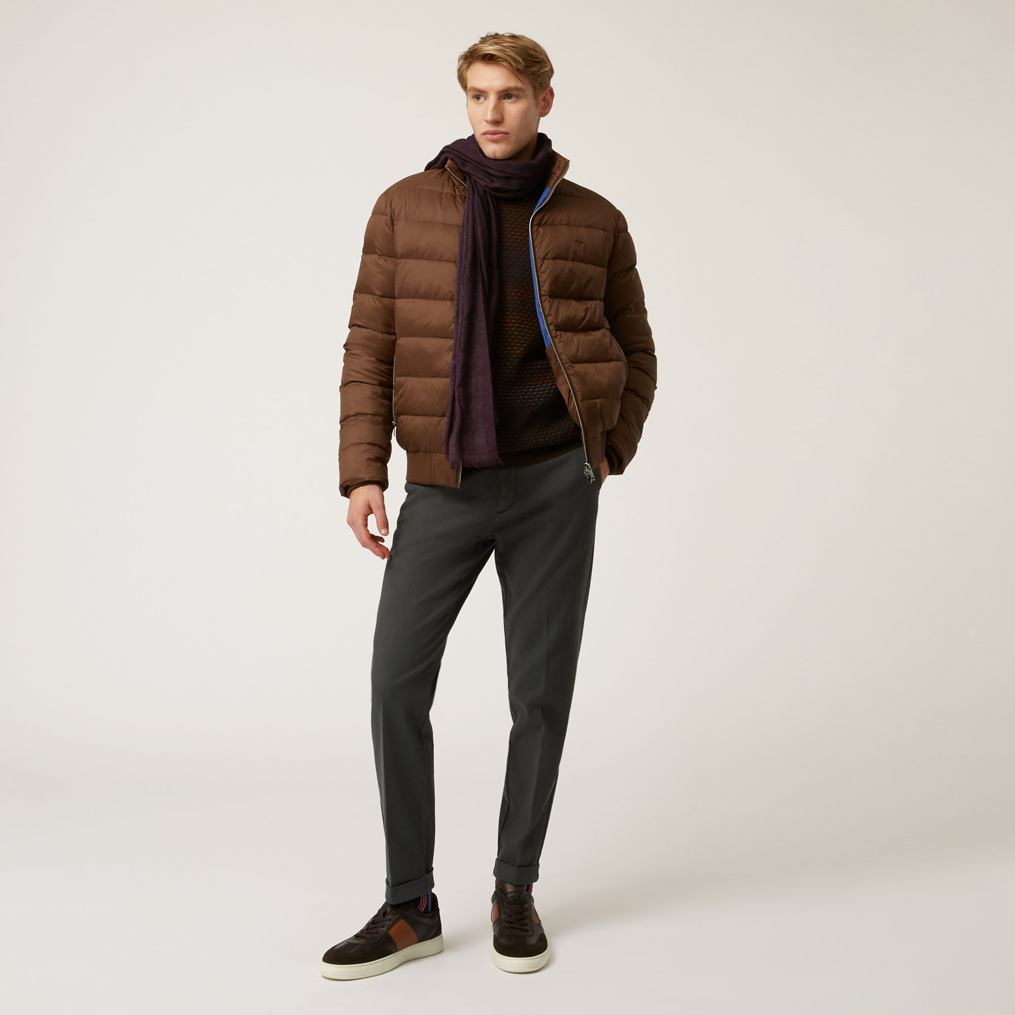 Bomber Jacket With Elastic Ribbed Hem, Brown, large image number 3