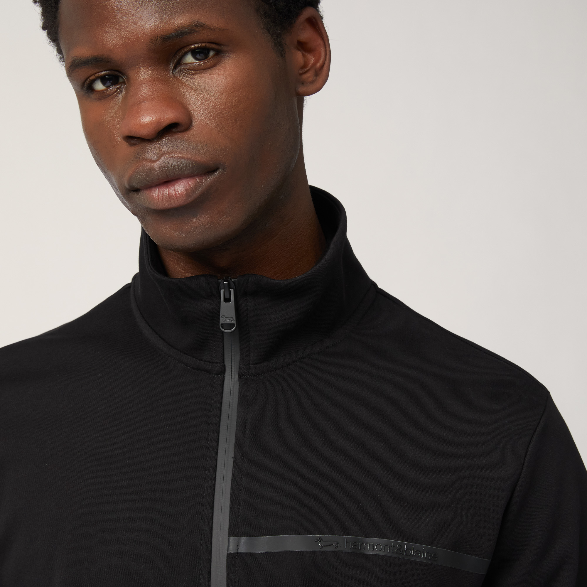 Cotton Full-Zip Sweatshirt with Heat-Sealed Details, Black, large image number 2