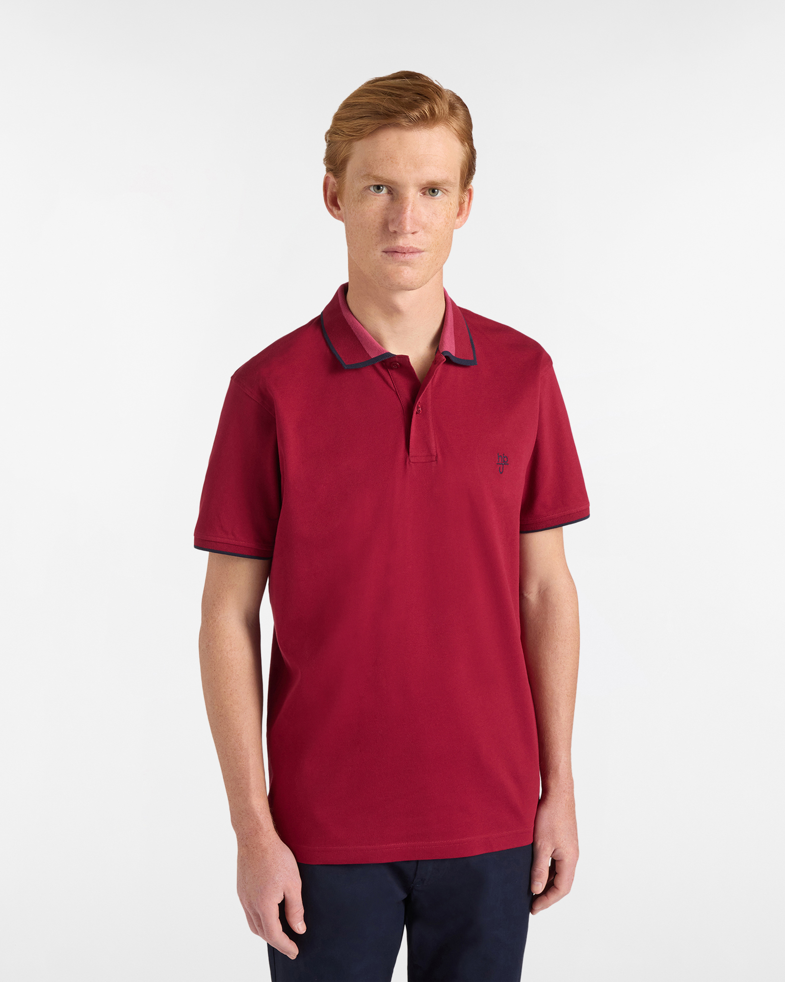 Polo uomo regular con bordini a contrasto, Uomo, Rosso scuro, Taglia: S