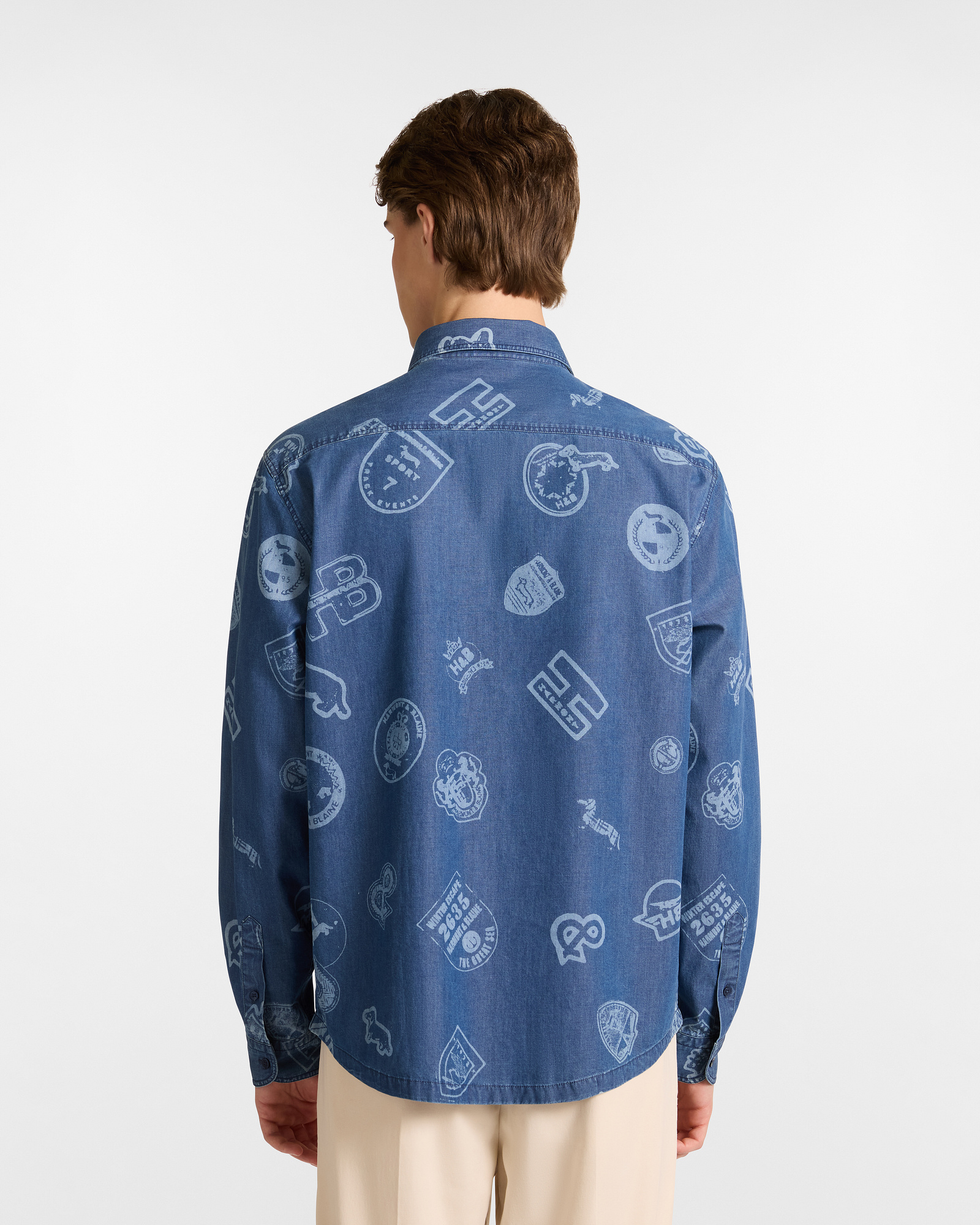Camisa de Denim Estampada, Azul Vaquero, large image number 1