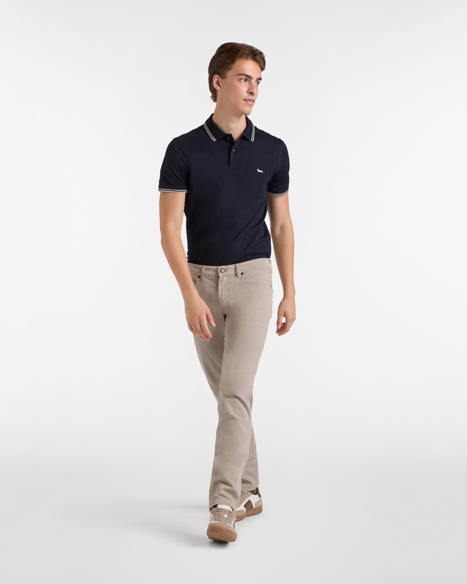 Essentials polo shirt in plain coloured cotton, Blue, large image number 3