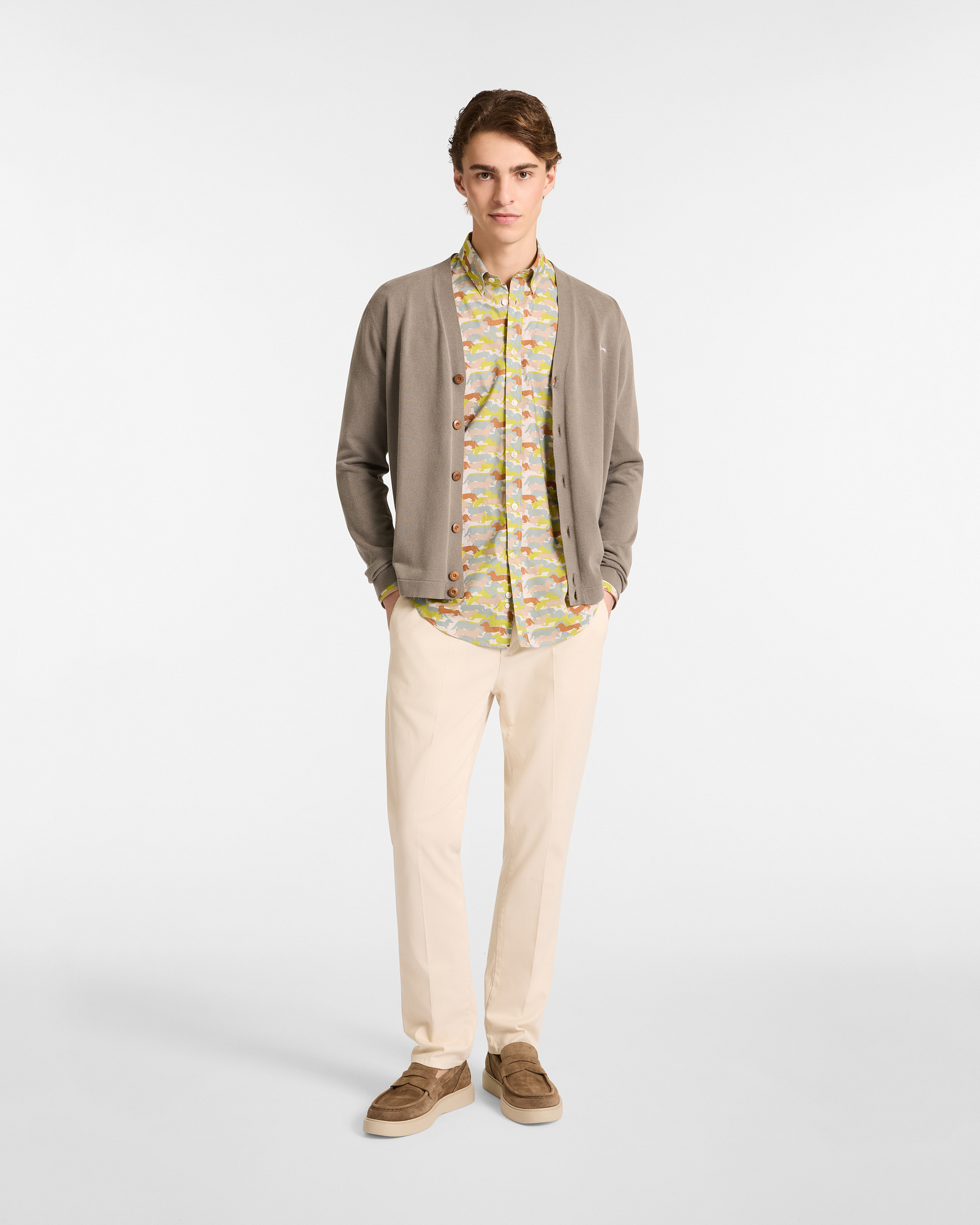 Camicia Con Stampa Bassotti Camouflage, Beige, large image number 3