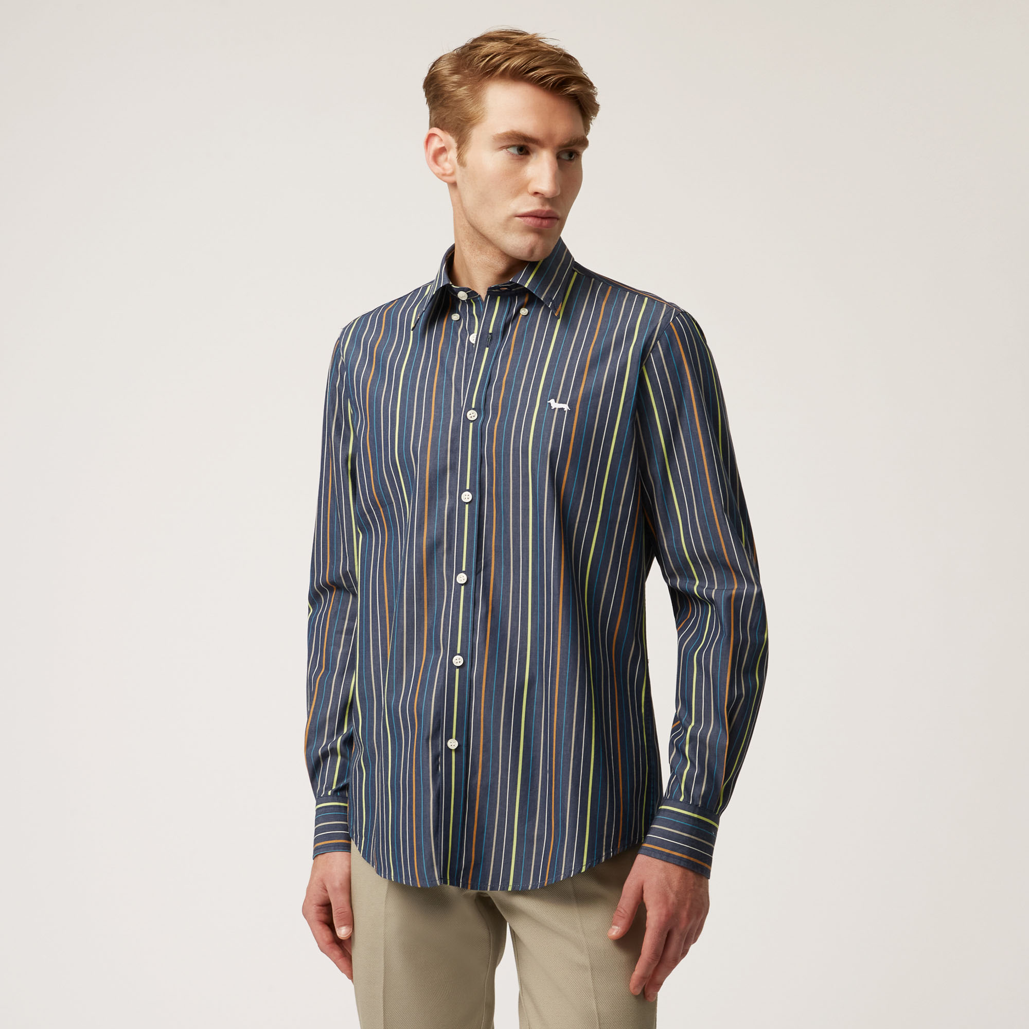 Camicia In Cotone A Righe Multicolor, Blu Scuro/Multicolor, large image number 0
