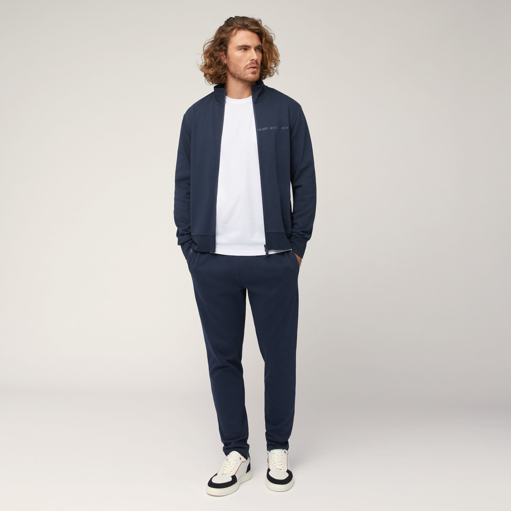 Cotton Full-Zip Sweatshirt with Heat-Sealed Details, Blue, large image number 3