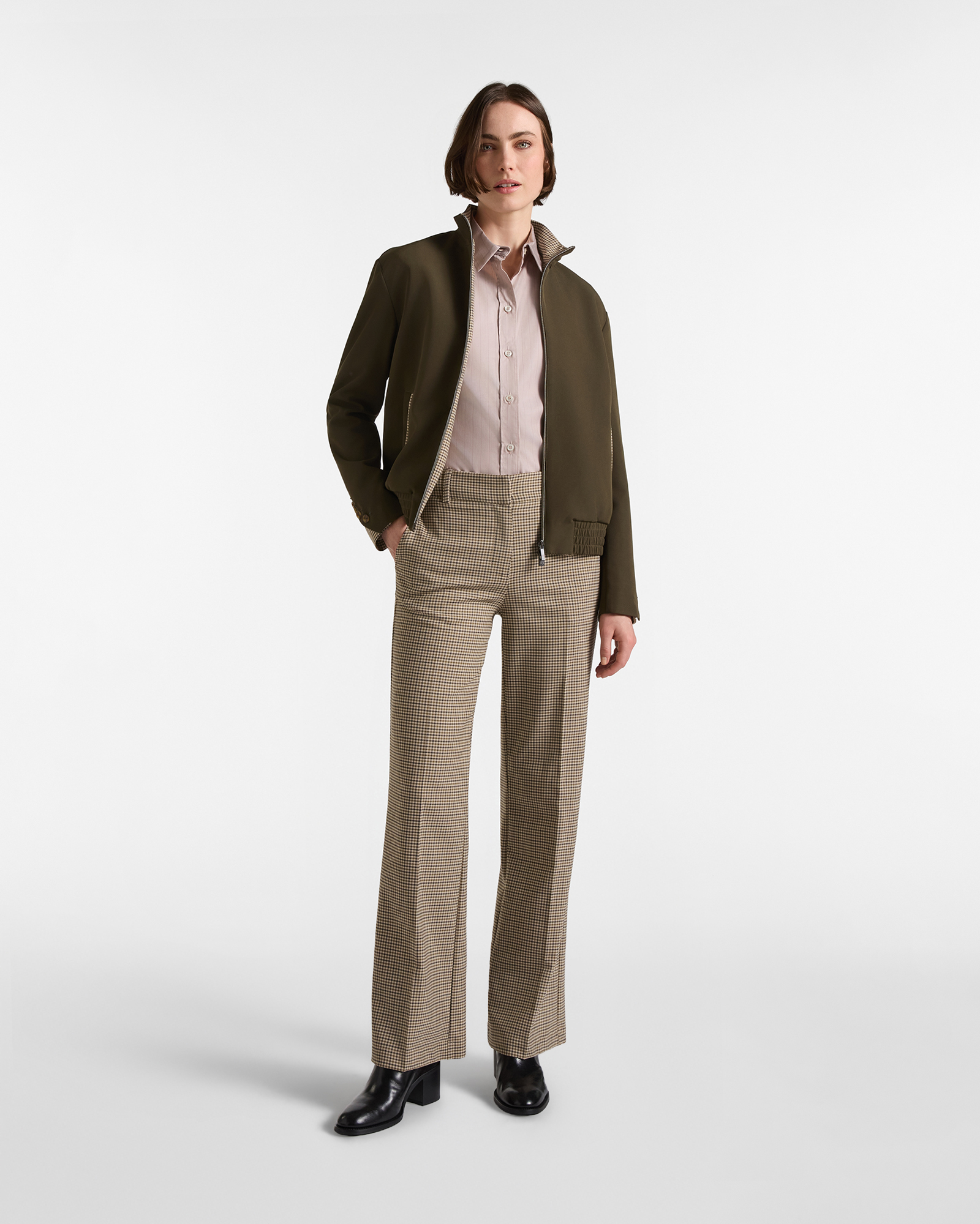 Pantalone Chino Donna in misto lana verde, VERDE PETROLIO, large image number 3
