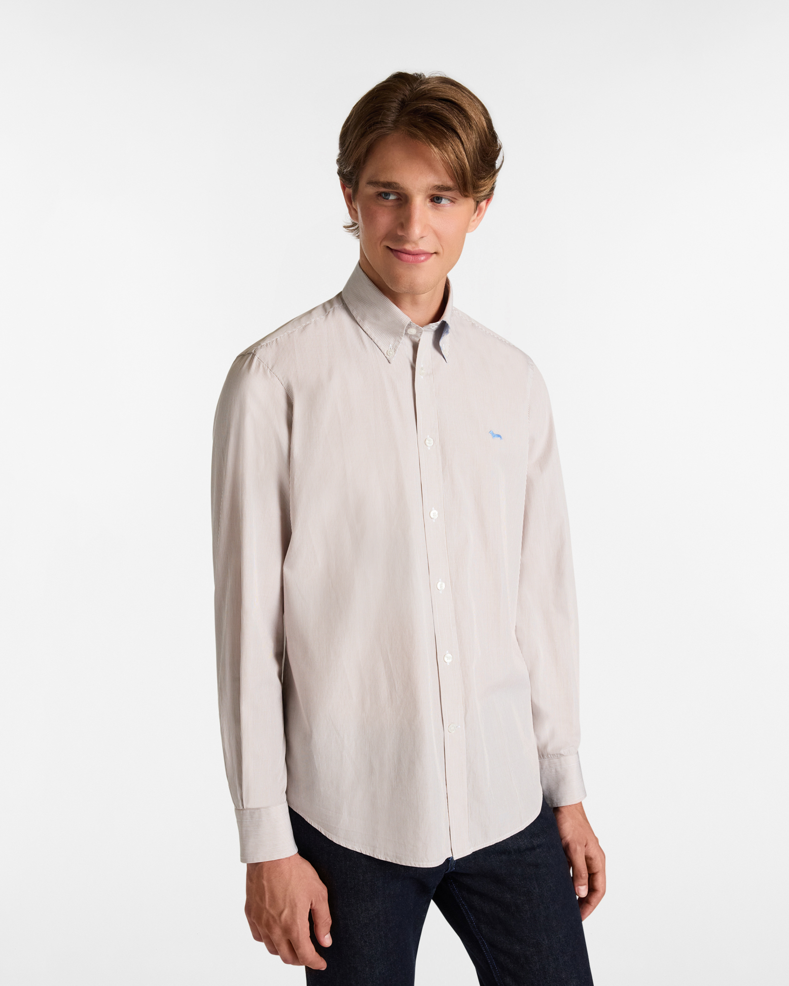 Camicia A Microrighe Con Bassotto