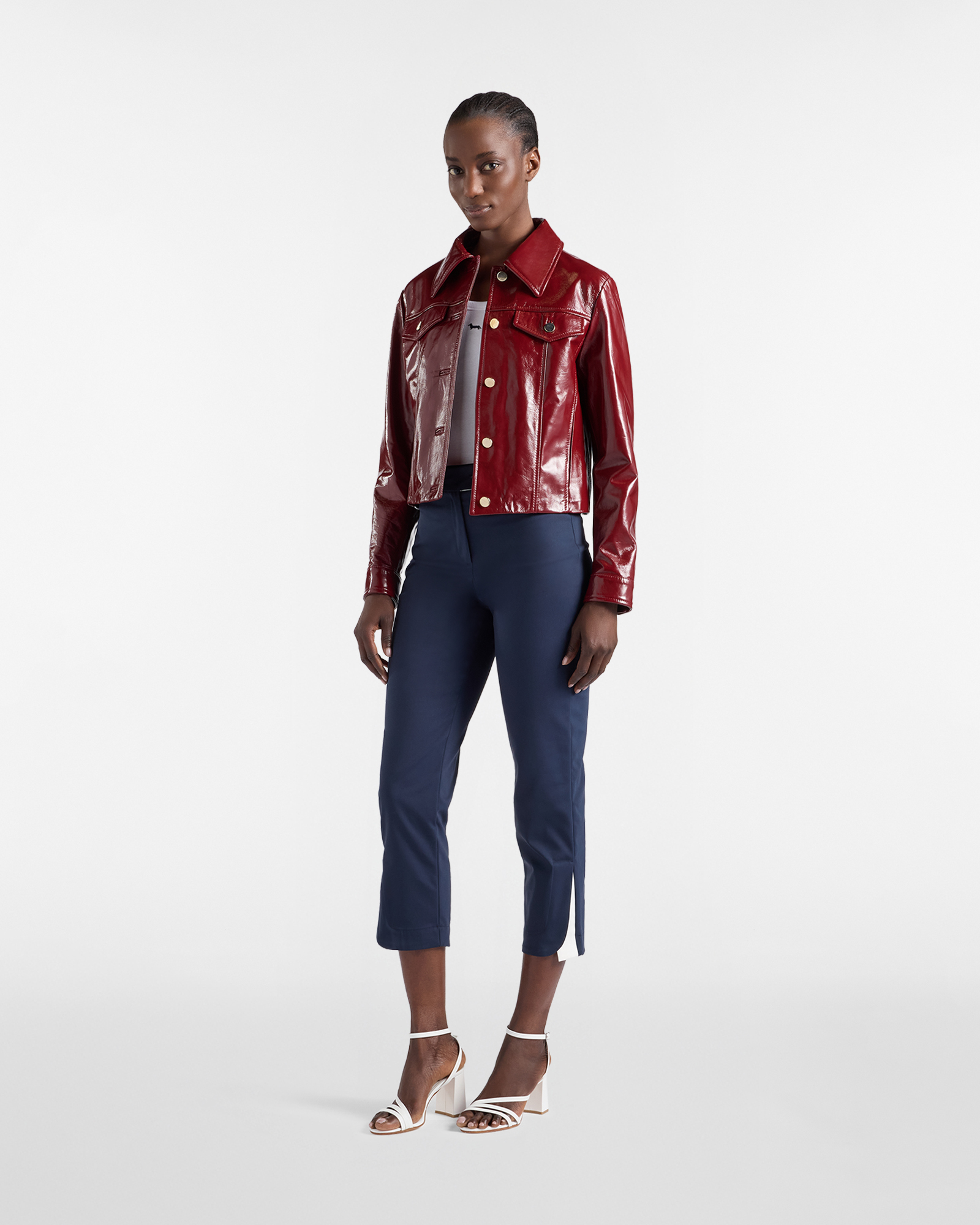 Chaqueta de mujer de piel brillante, Rojo, large image number 3