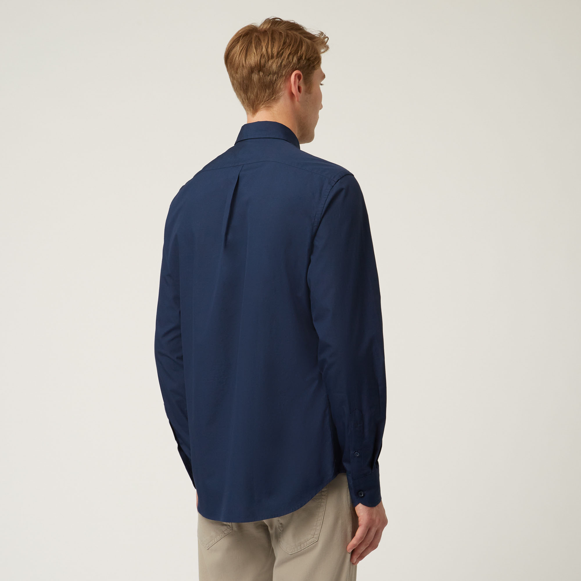 Camicia Essentials in cotone tinta unita, Blu Chiaro, large