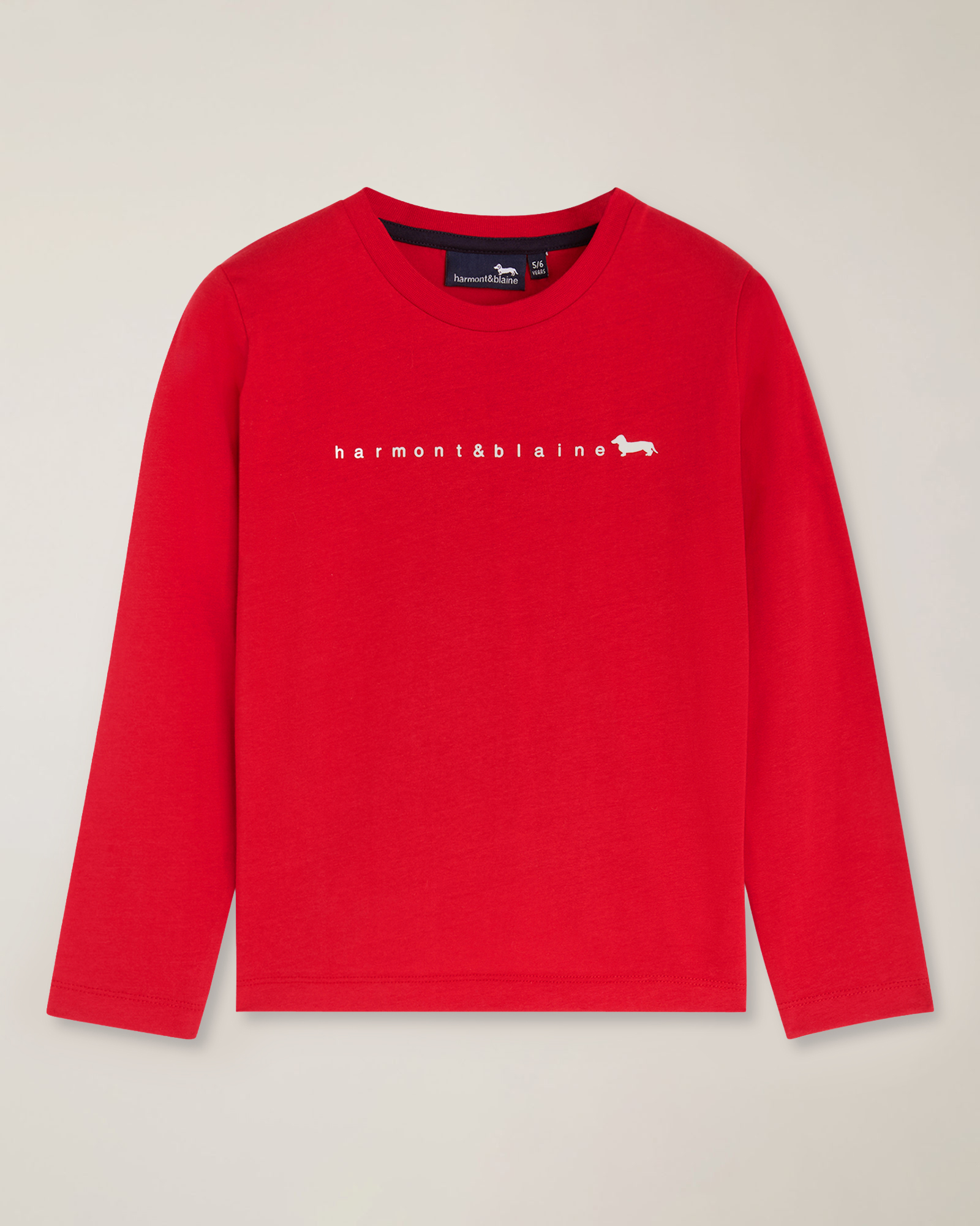  Camiseta de manga larga de punto con logotipo, Rojo, large