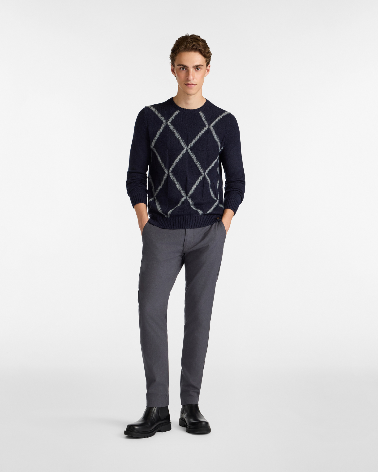 Narrow Fit Chino Pants in Twill, Dark Gray, large image number 3