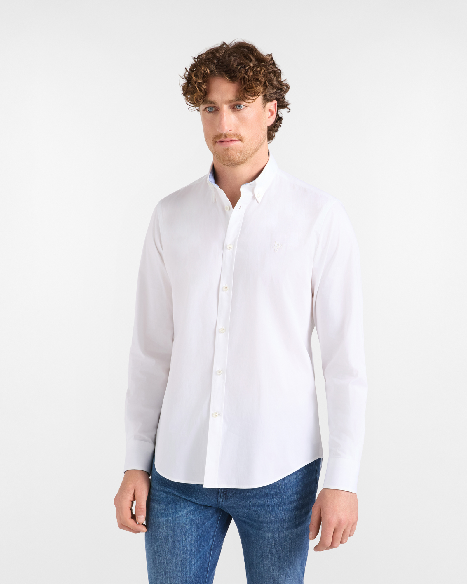 Camicia HBJ Uomo Regular Fit in cotone stretch bianca