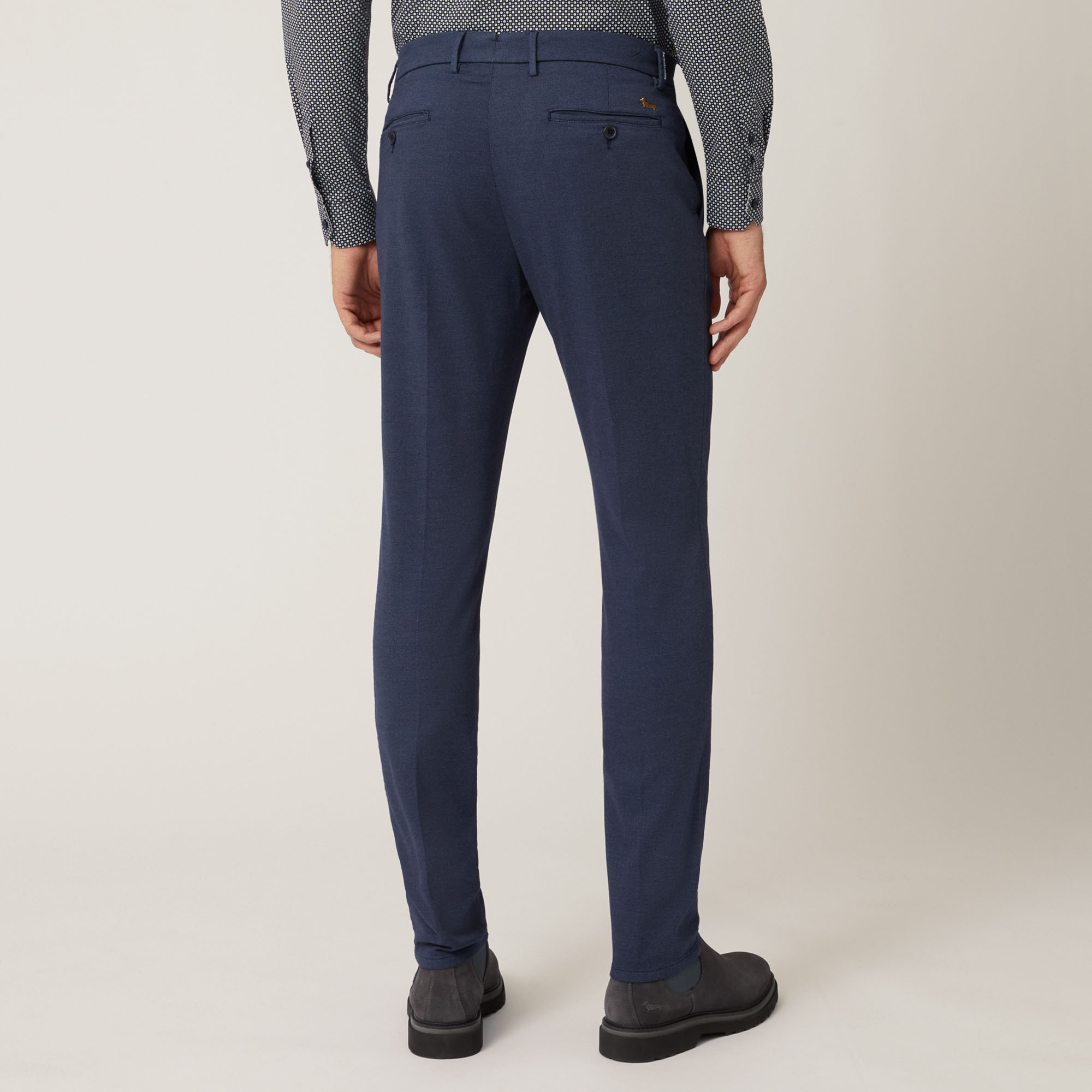 Pantalone Chino Narrow Fit In Tessuto Coolmax, Blu Navy, large image number 1