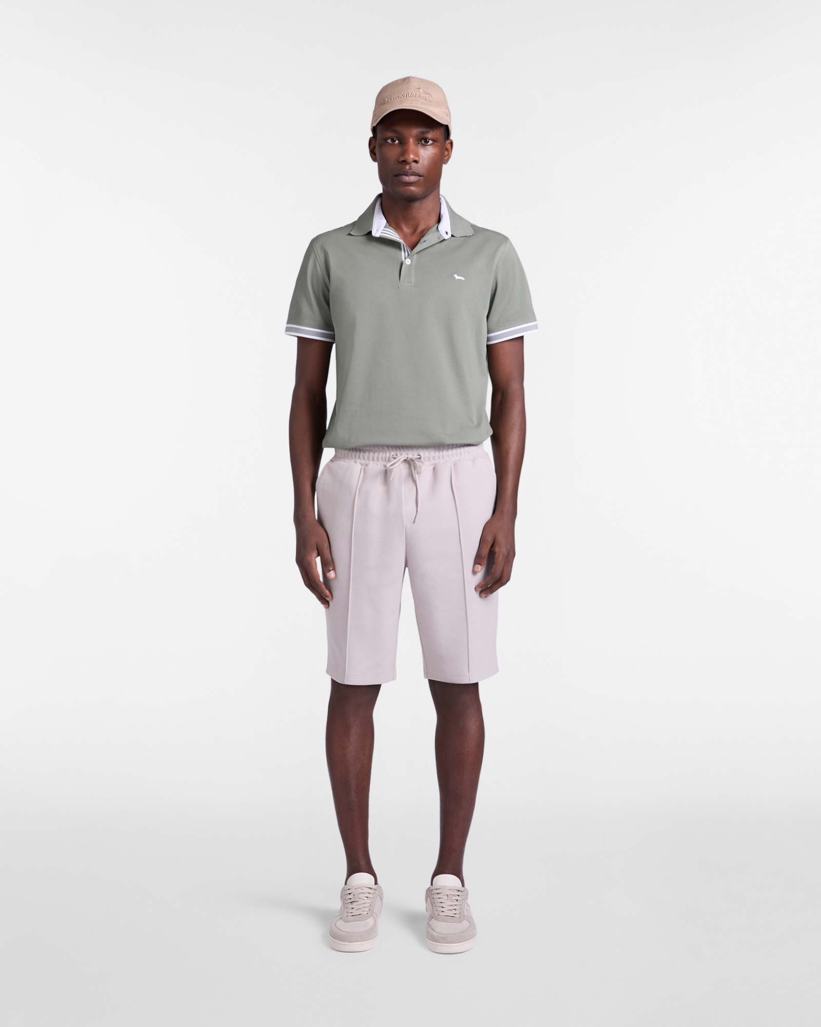 Polo para hombre con ribetes a rayas en piqu&eacute;, Verde, large image number 3