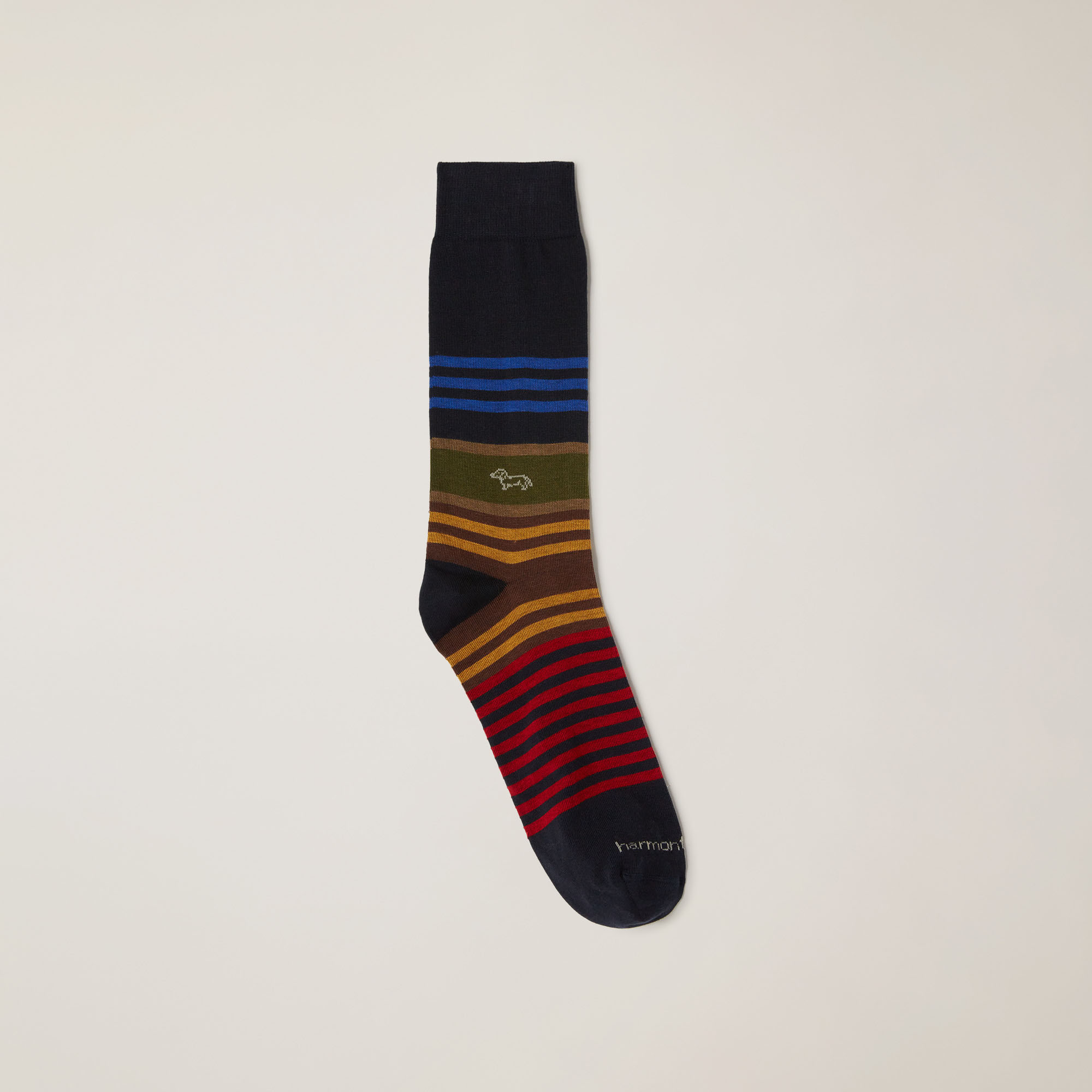 Short Socks With Multicolored Stripes, Blue, large
