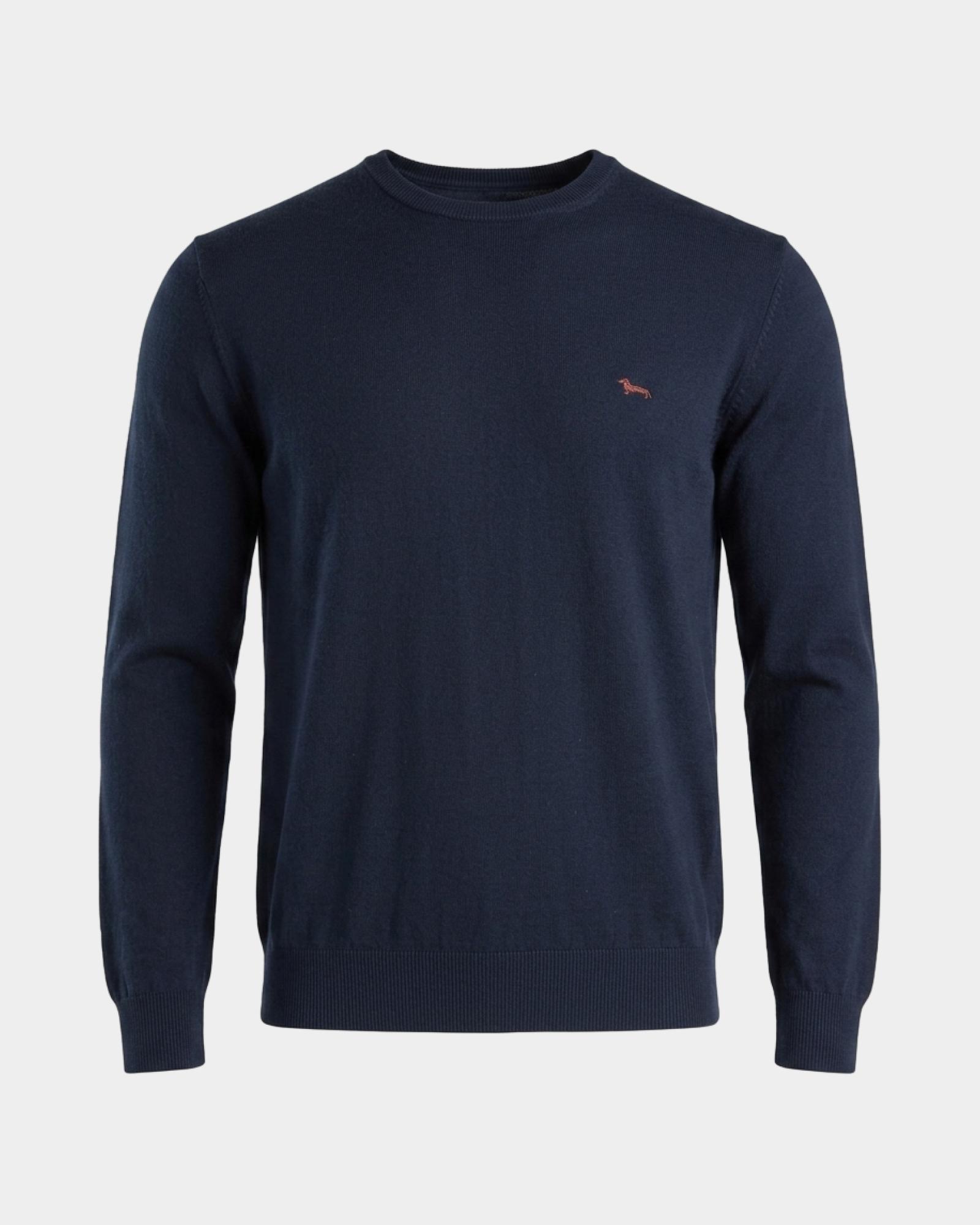 Jersey Hombre en mezcla de lana y algod&oacute;n   Regular Fit, AZUL MARINO, large