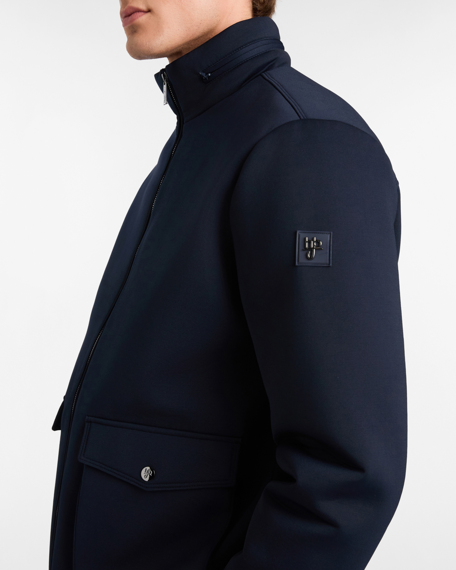 Technical Jacket with High Collar and Multi-Pocket Design, Dark Blue, large image number 2
