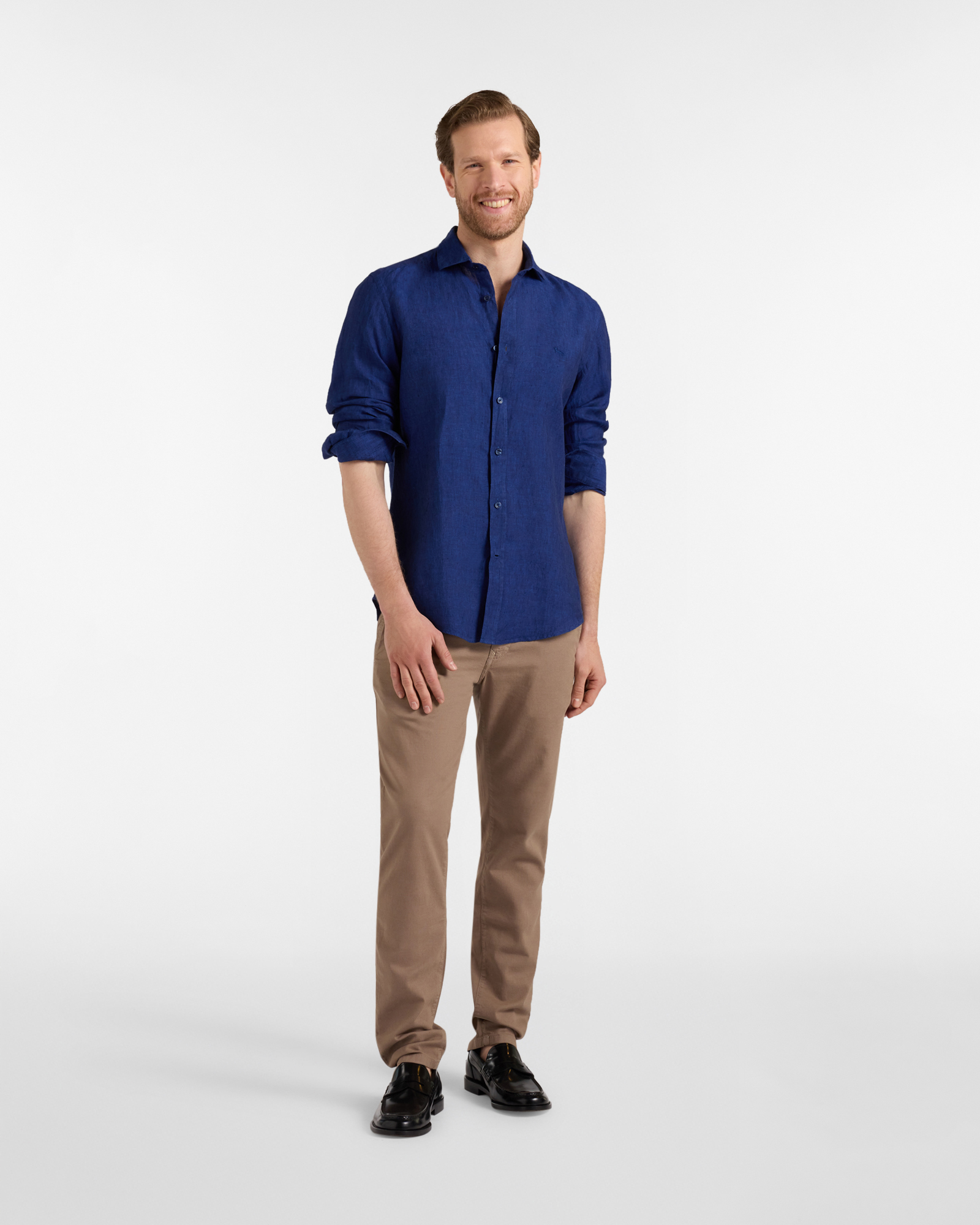 Men's narrow-fit linen shirt, Blue, large image number 3