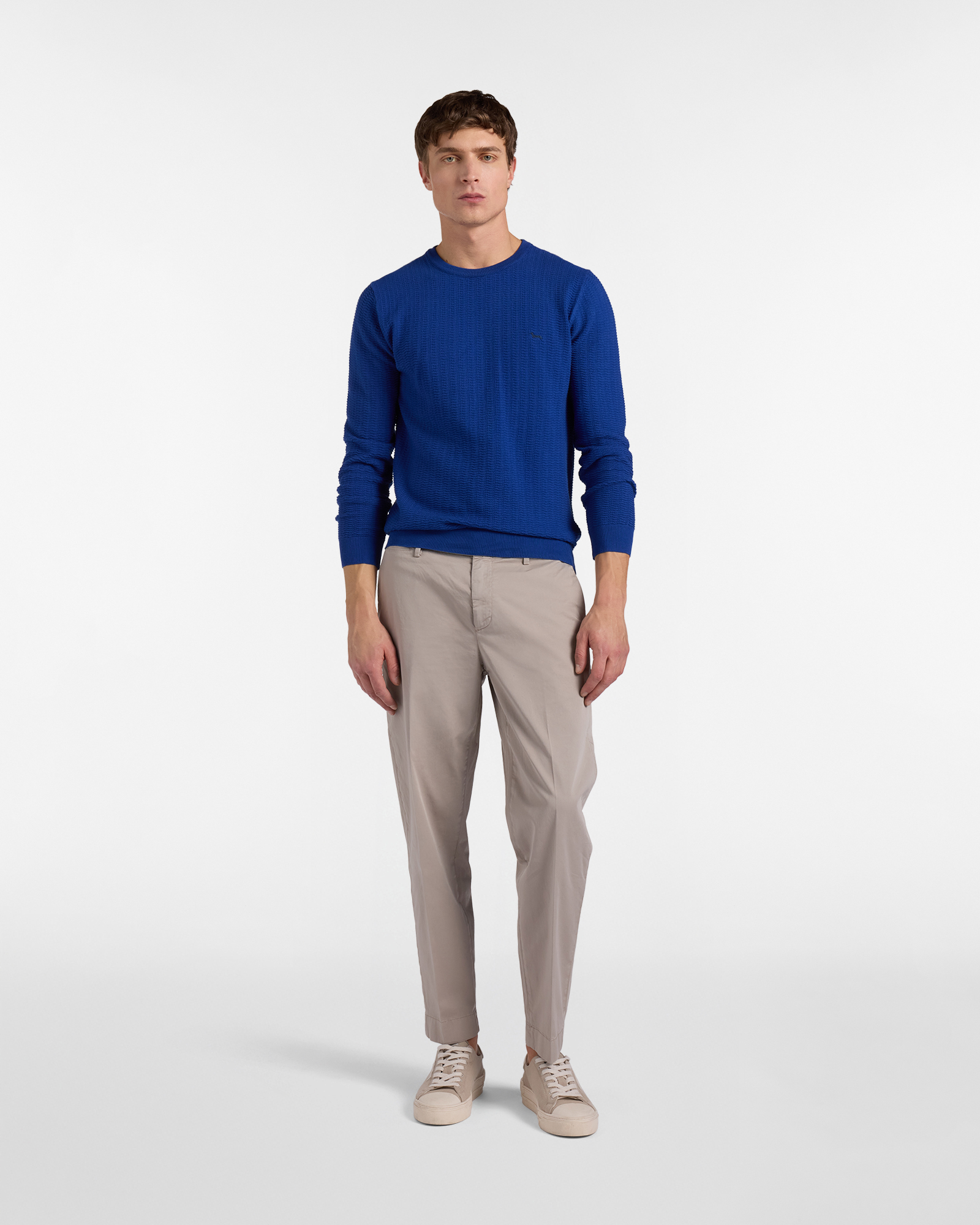 Pullover girocollo lavorazione 3D, Blu, large image number 3