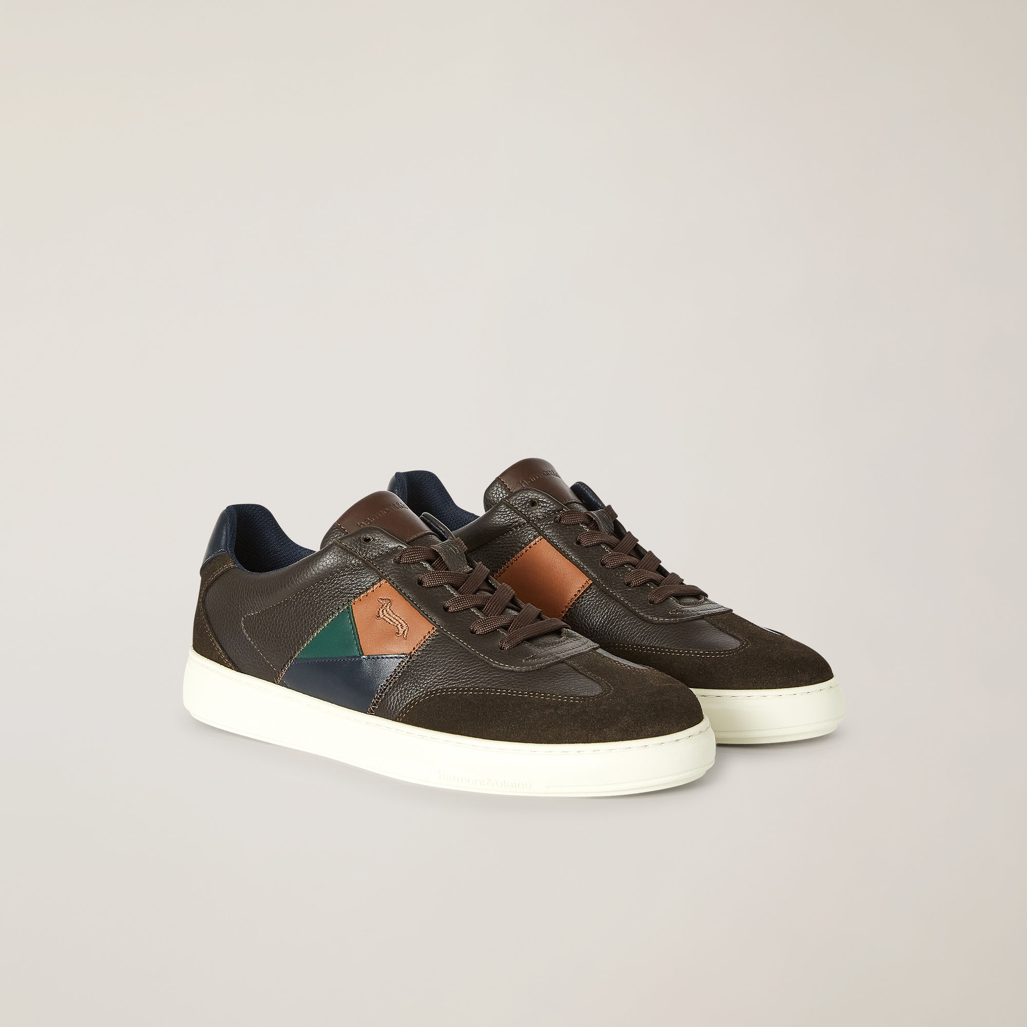 Grained Leather And Suede Sneakers