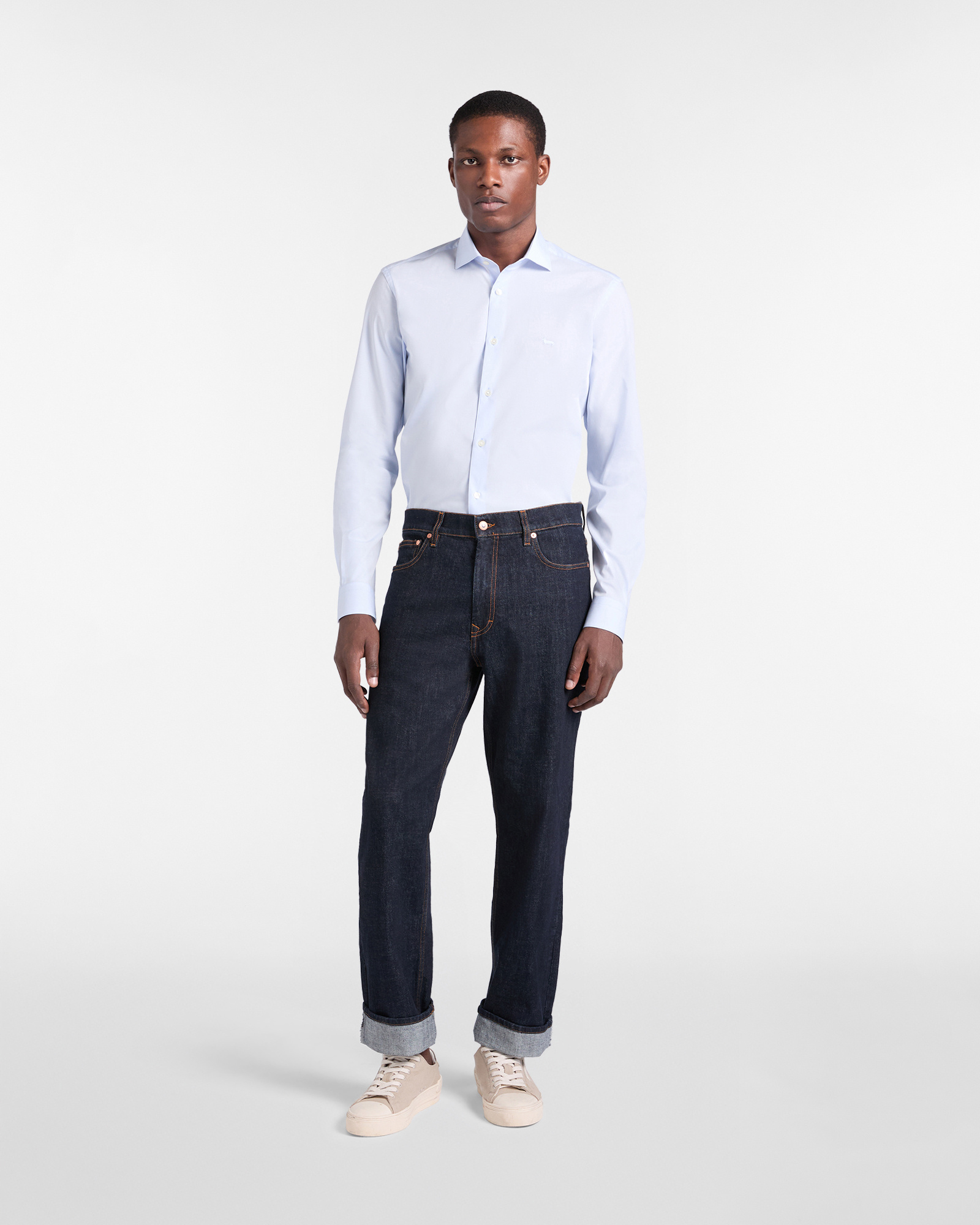 Men's stretch poplin shirt, Celeste, large image number 3