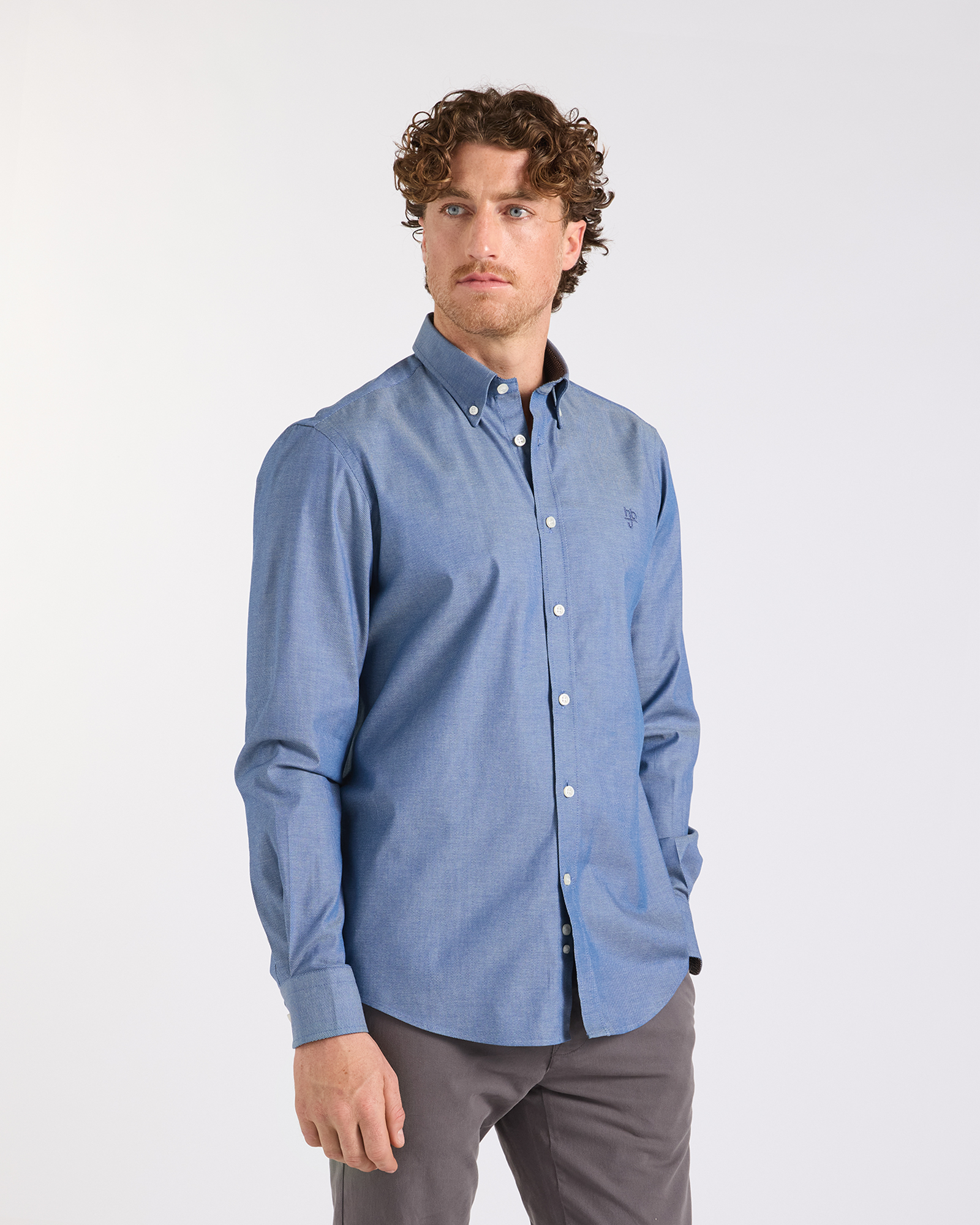 HBJ Men&rsquo;s Regular Fit Stretch Cotton Shirt in Denim Blue