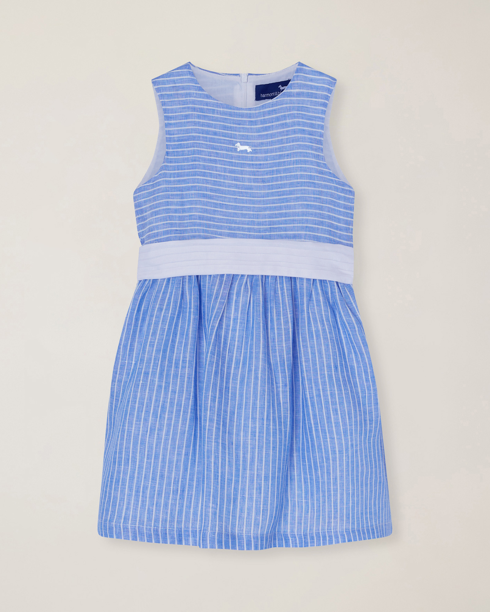 Linen dress with belt, Light Blue, large
