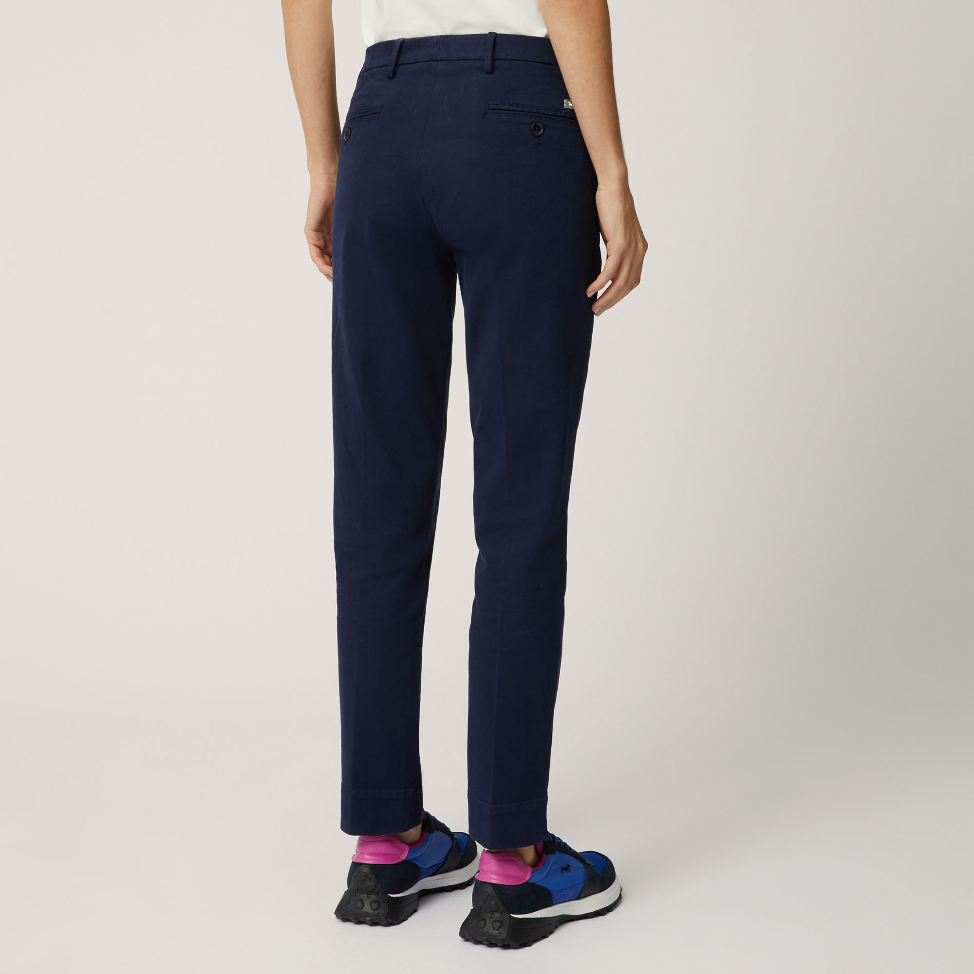 Pantalone Chino In Cotone Stretch, Blu Navy, large image number 1