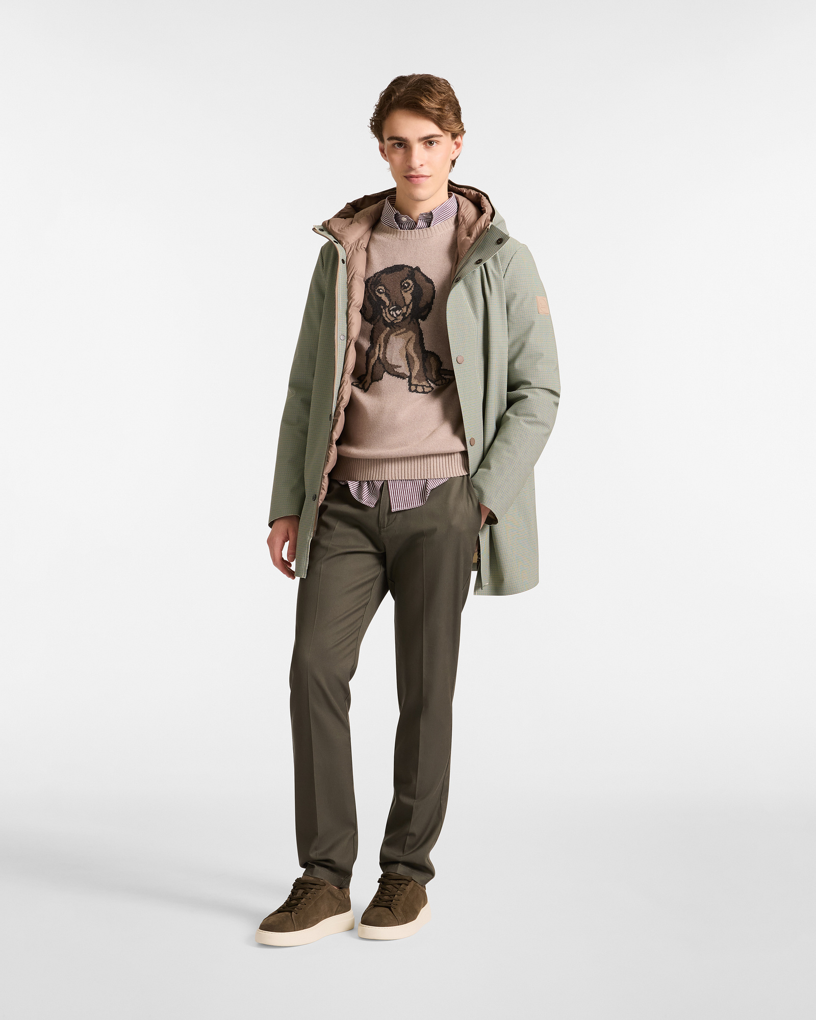 Garment-Dyed Sweater with Dachshund, Leather, large image number 3