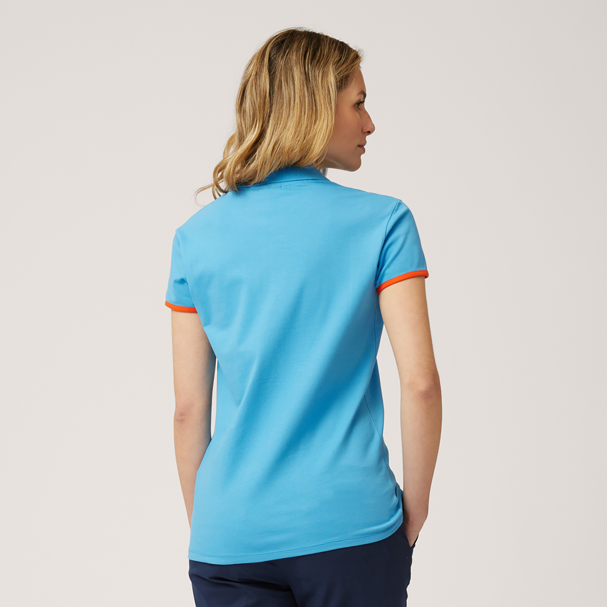 Contrasting Detail Polo, Light Blue, large image number 1