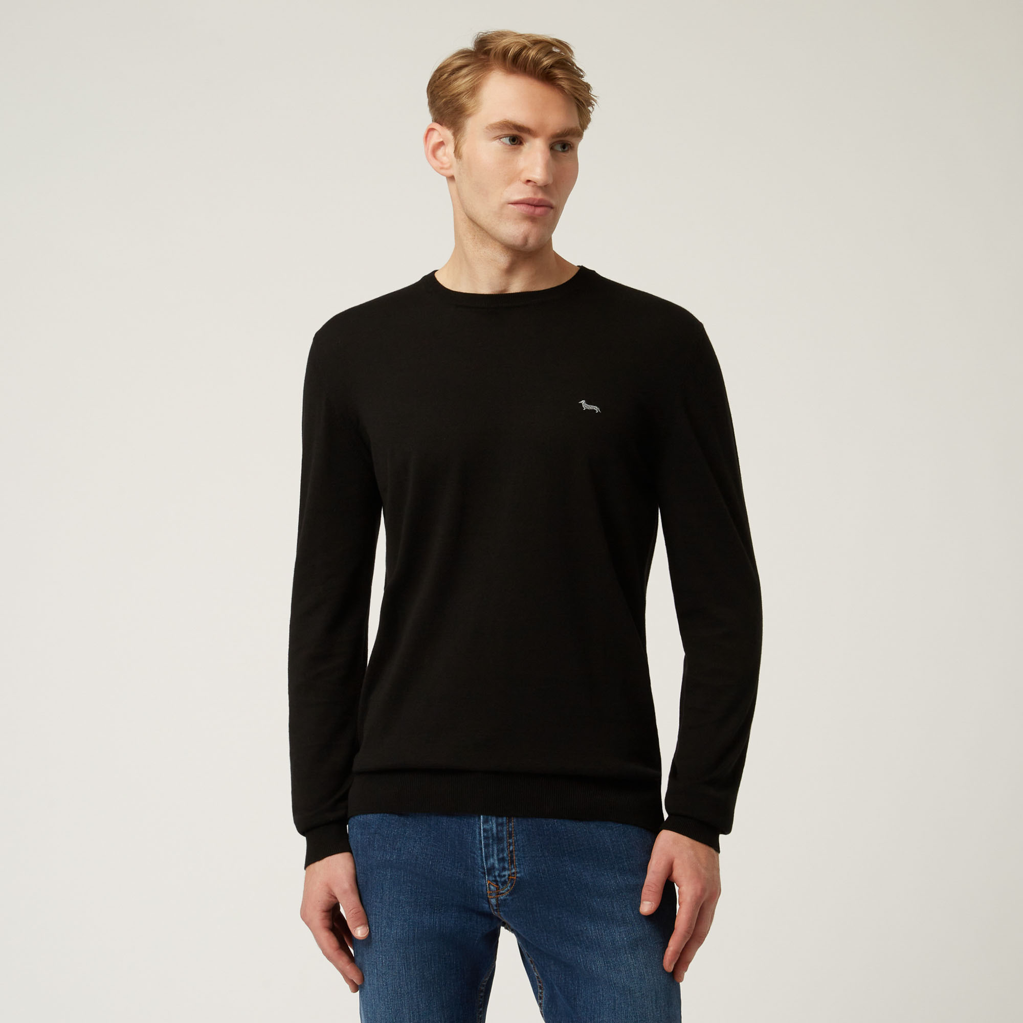 Essentials cotton and cashmere sweater, Black, large