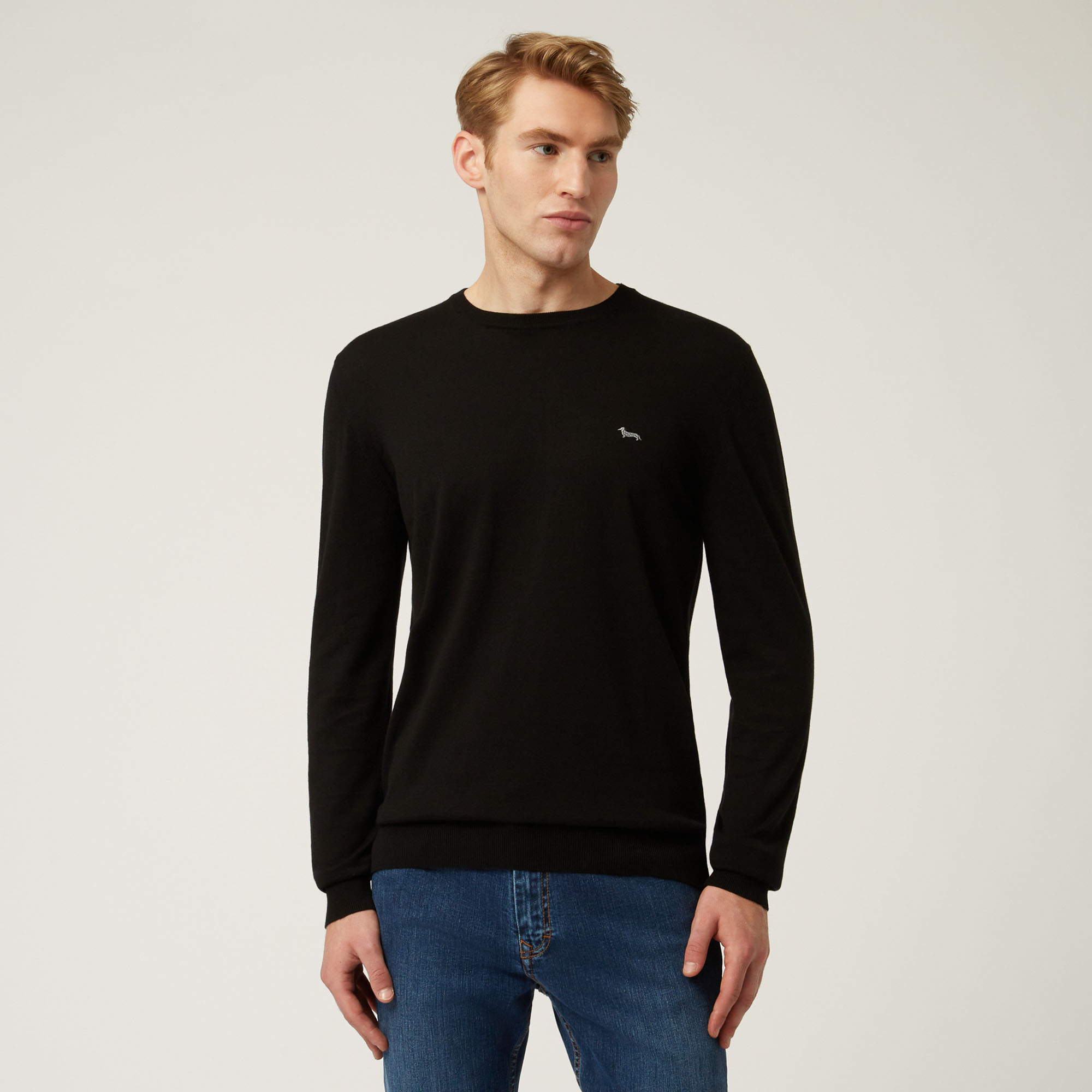 Maglia Essentials in cotone e cashmere, Nero, large image number 0