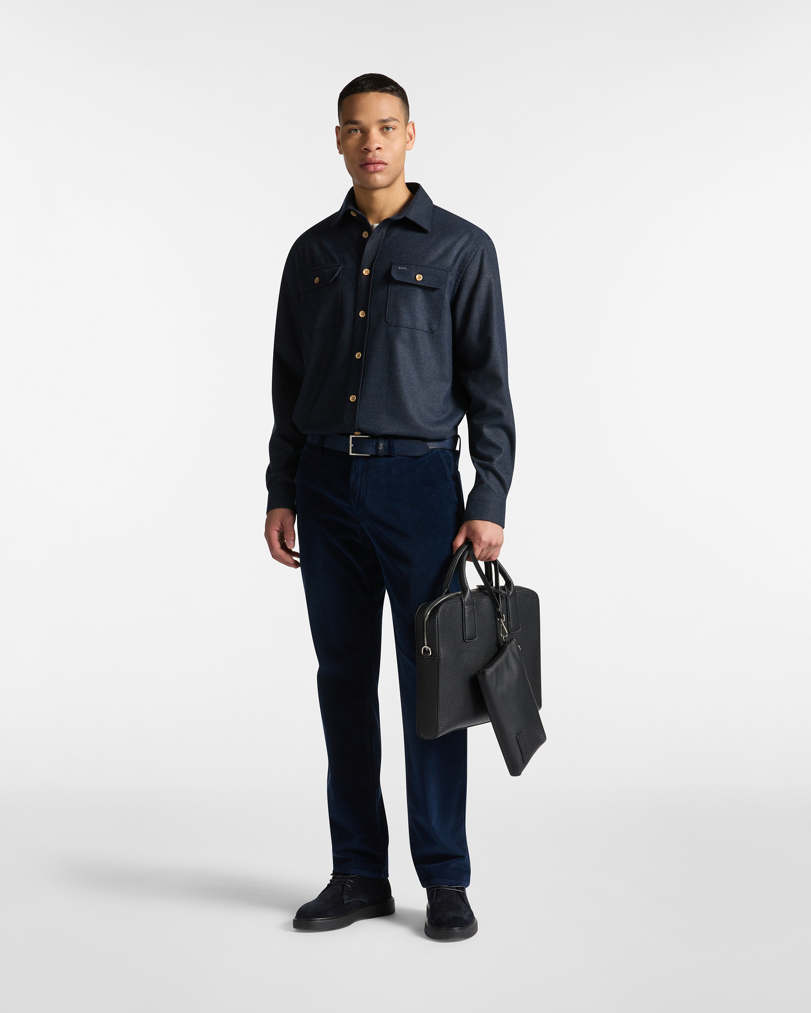 Chino Trousers in Corduroy, Navy Blue, large image number 3