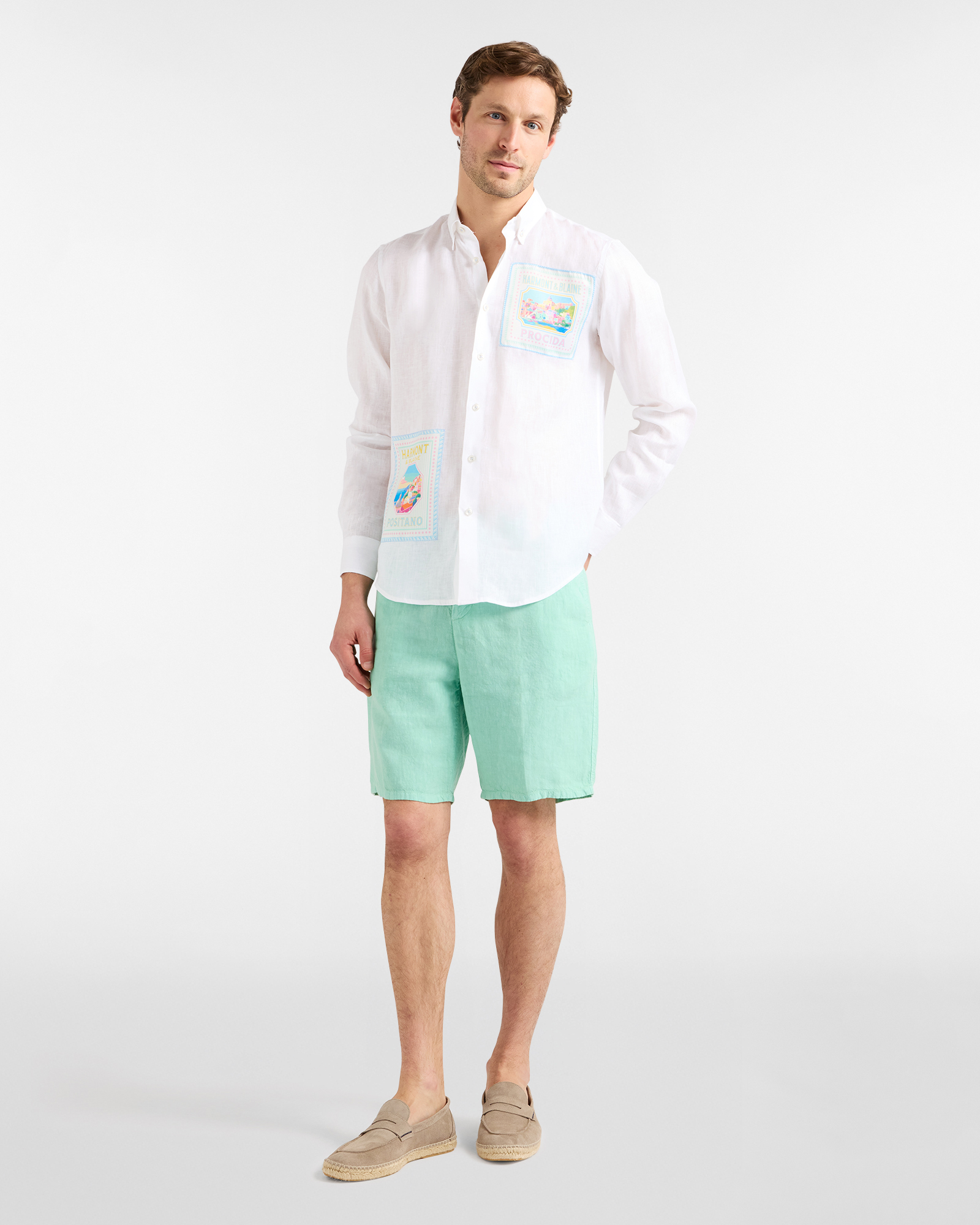 Postcard capsule linen shirt, White, large image number 3