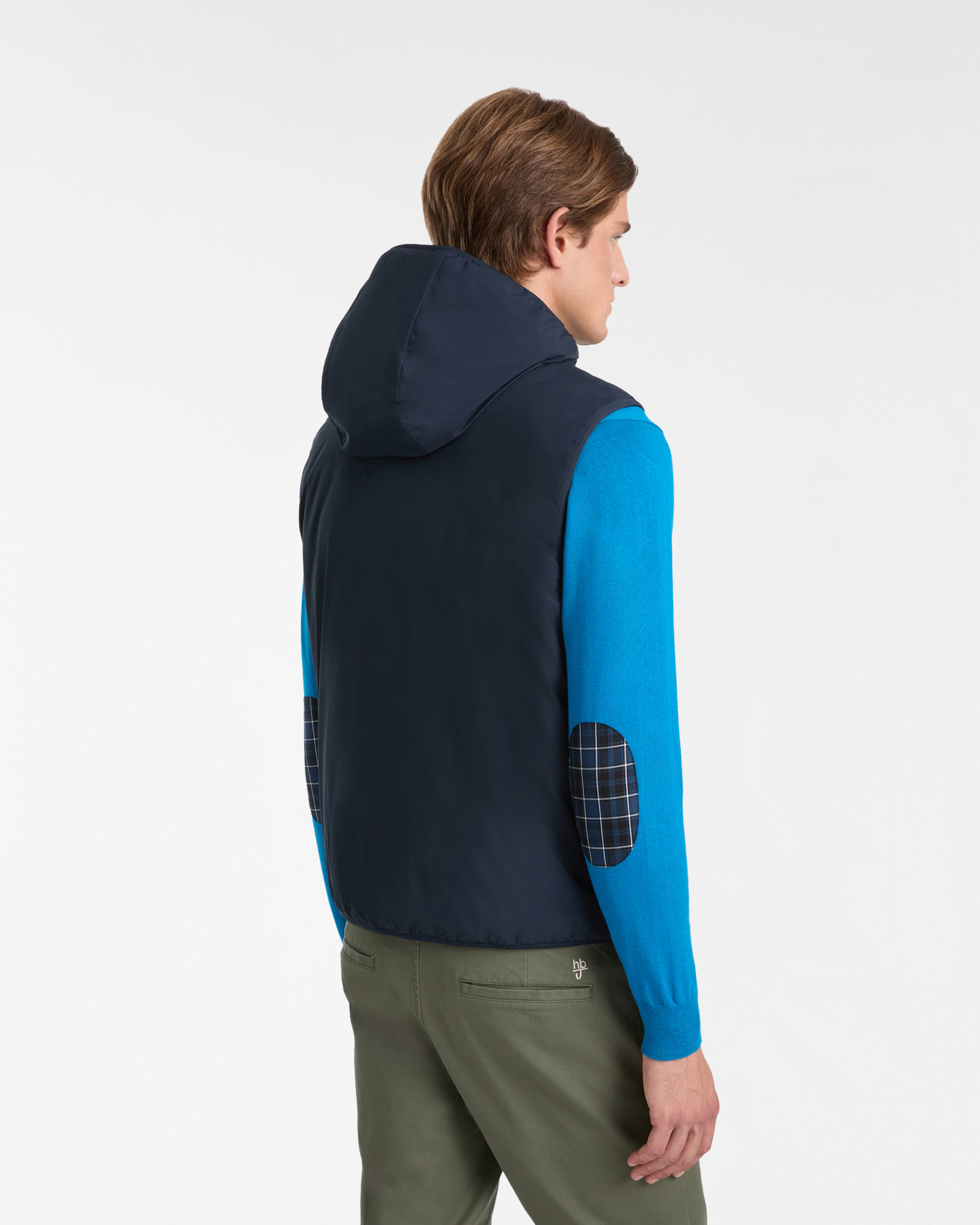 Double-Faced Hooded Vest, Dark Blue, large image number 1
