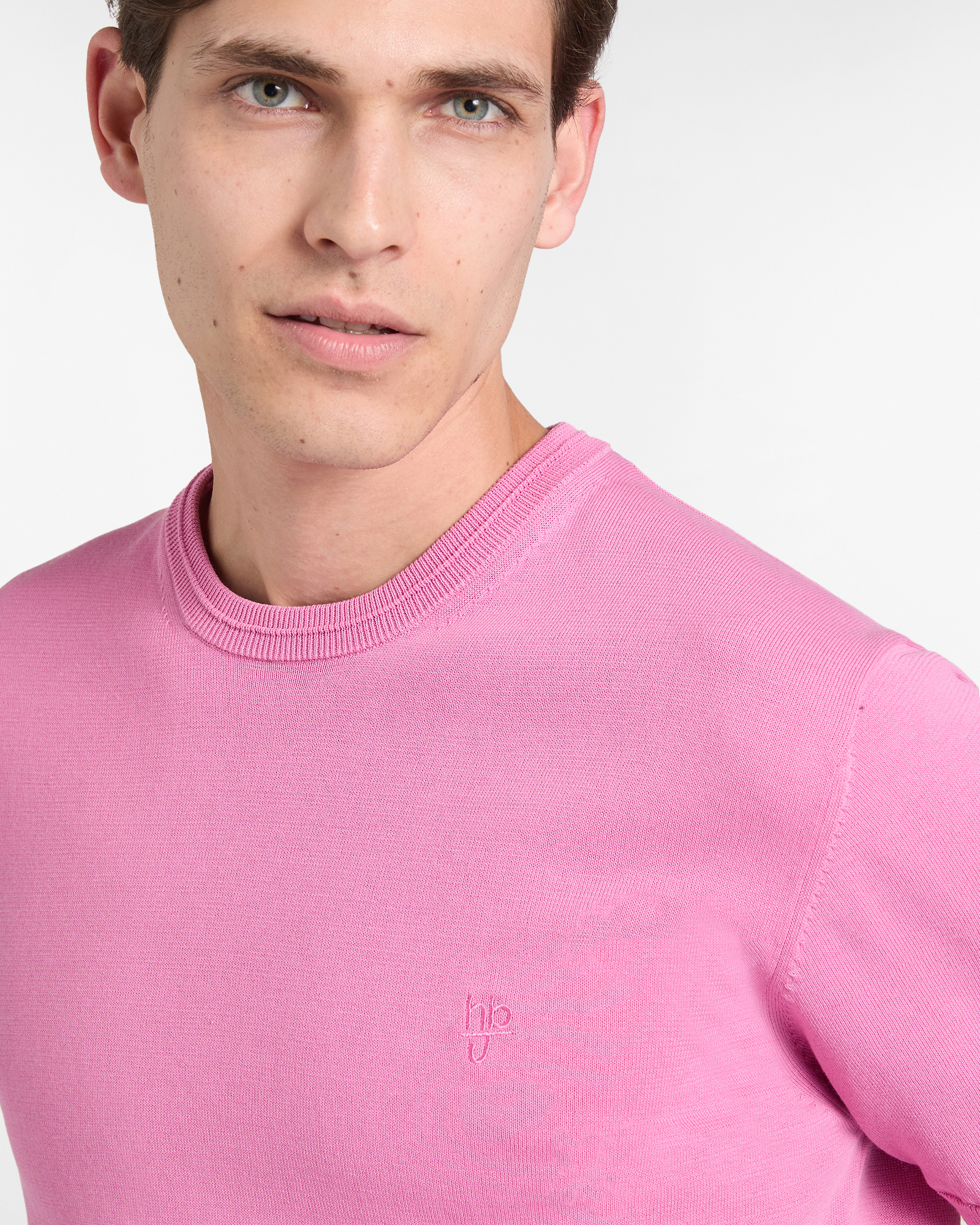 Girocollo Uomo in Crepe Manica Corta, Rosso, large image number 2