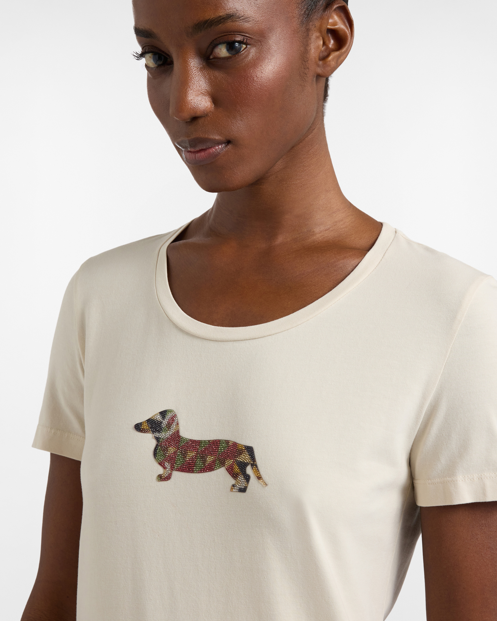 T-shirt with Maxi Dachshund, Beige, large image number 2