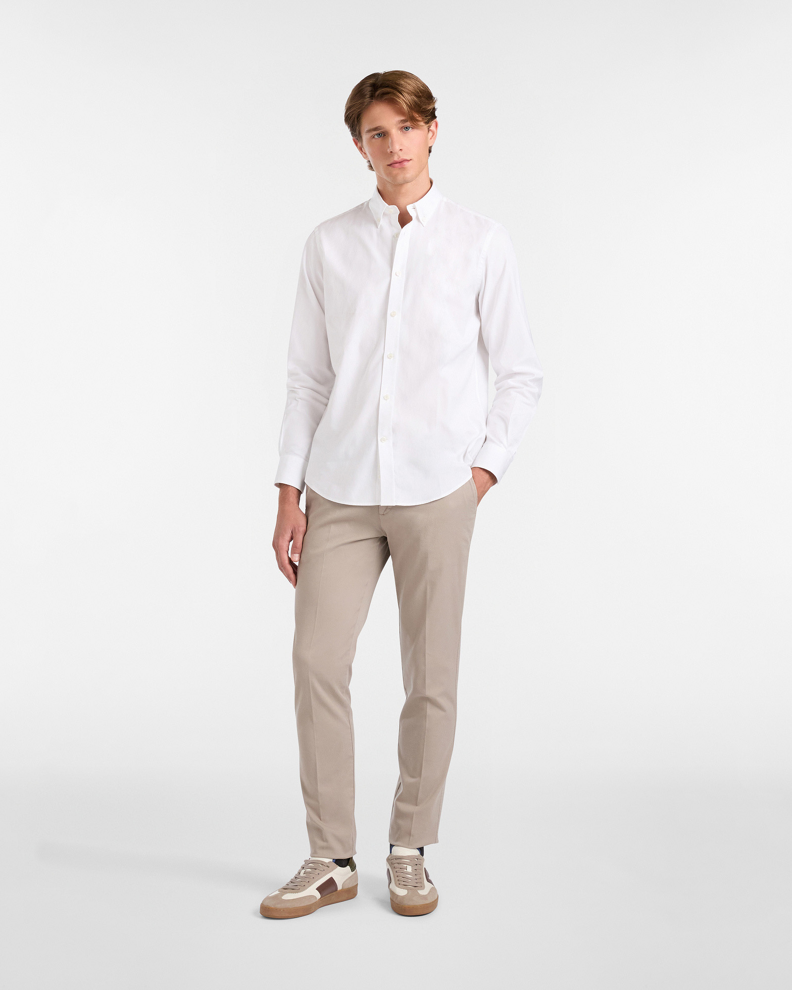Essentials shirt in plain-coloured cotton, White, large image number 3