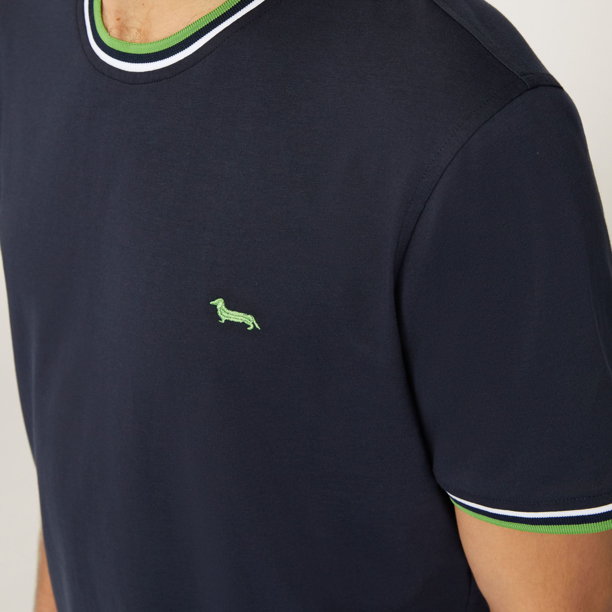 T-Shirt Con Dettagli Rigati, Blu Navy, large image number 2