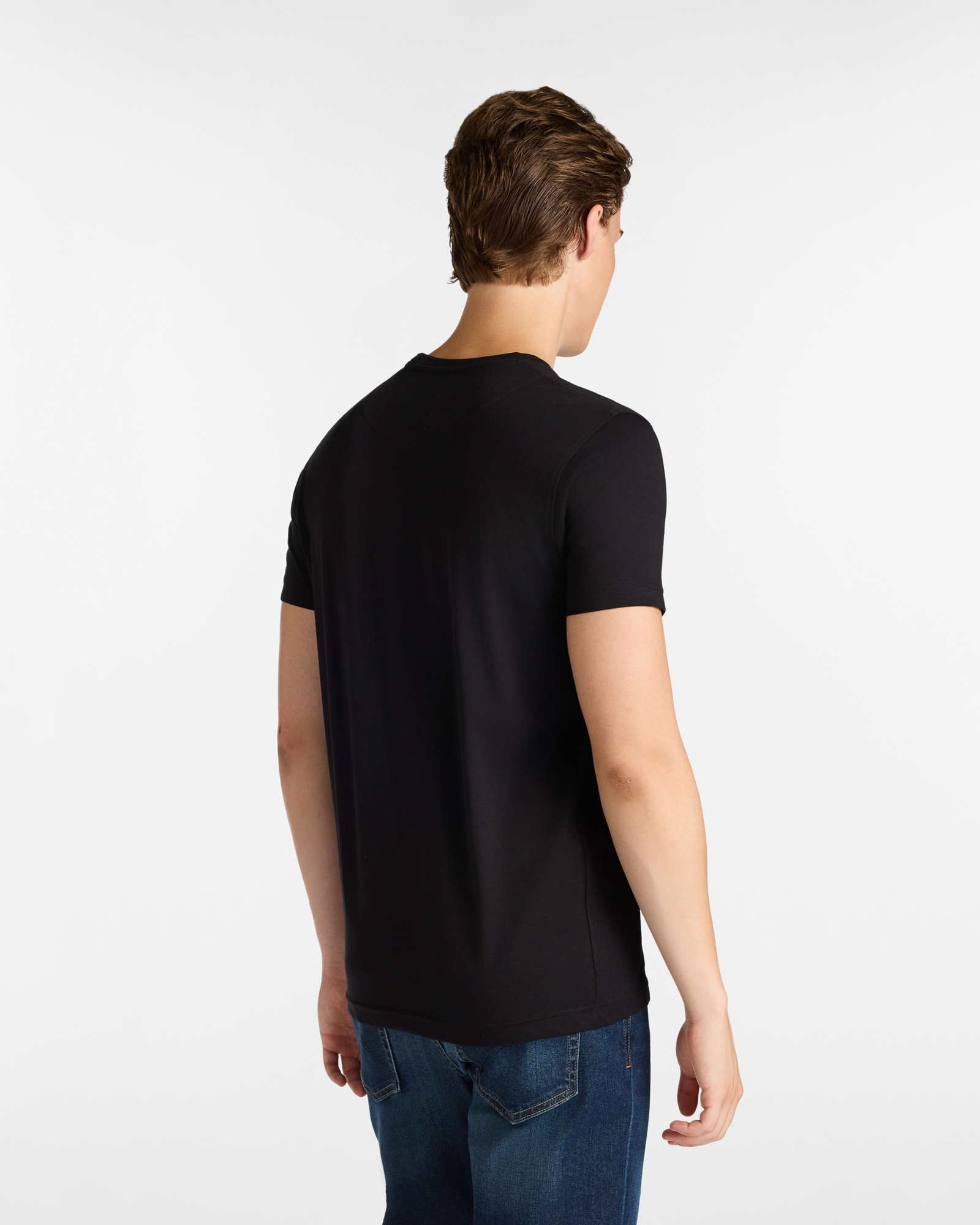 T-Shirt in Cotone con Logo Ricamato, Nero, large image number 1