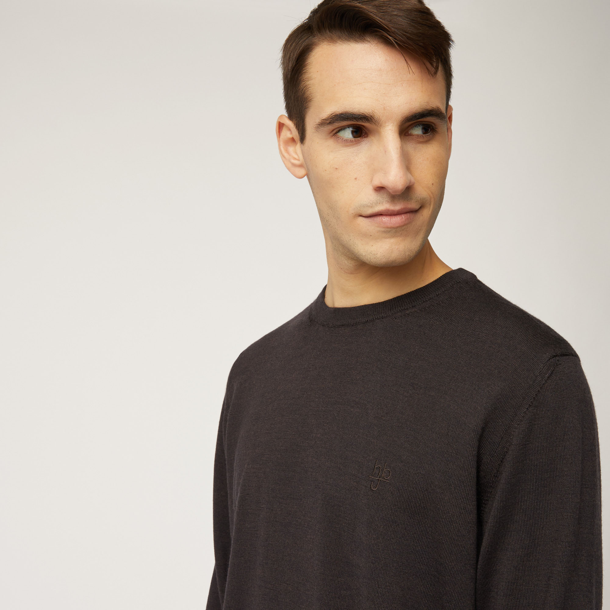 Pullover Girocollo Hbj, Marrone, large image number 2