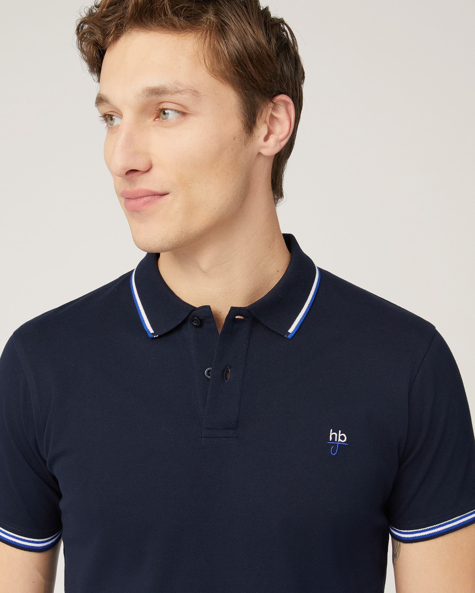 Polo with Contrasting Stripes, Dark Blue, large image number 2