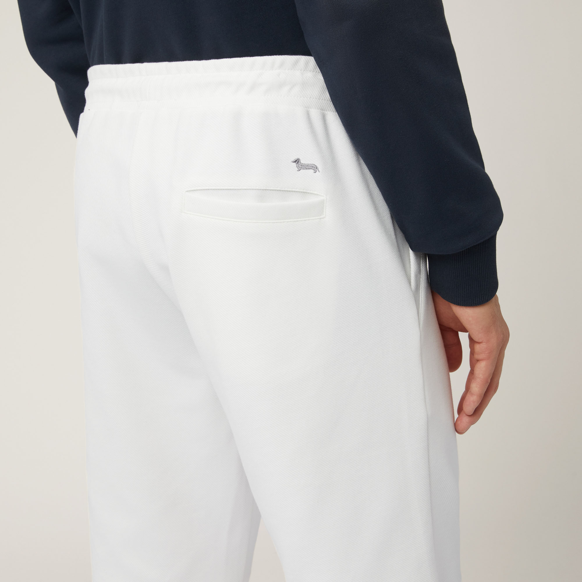 Pantalón corto de algodón elástico con bolsillo trasero, Blanco, large image number 2